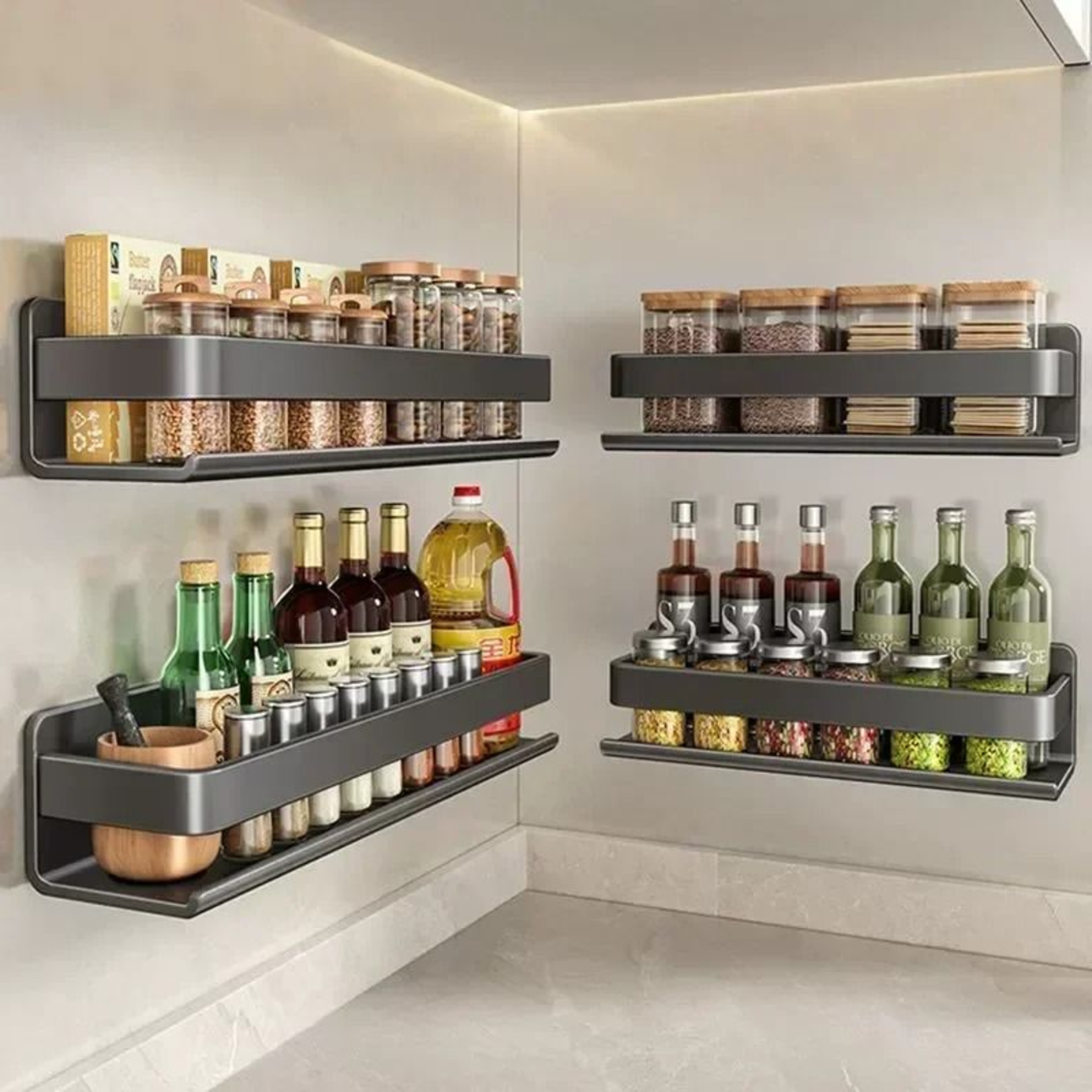 WallMounted Metal Spice Rack  Multifunctional Condiment Storage Organizer With Kitchen Accessory Ho 4