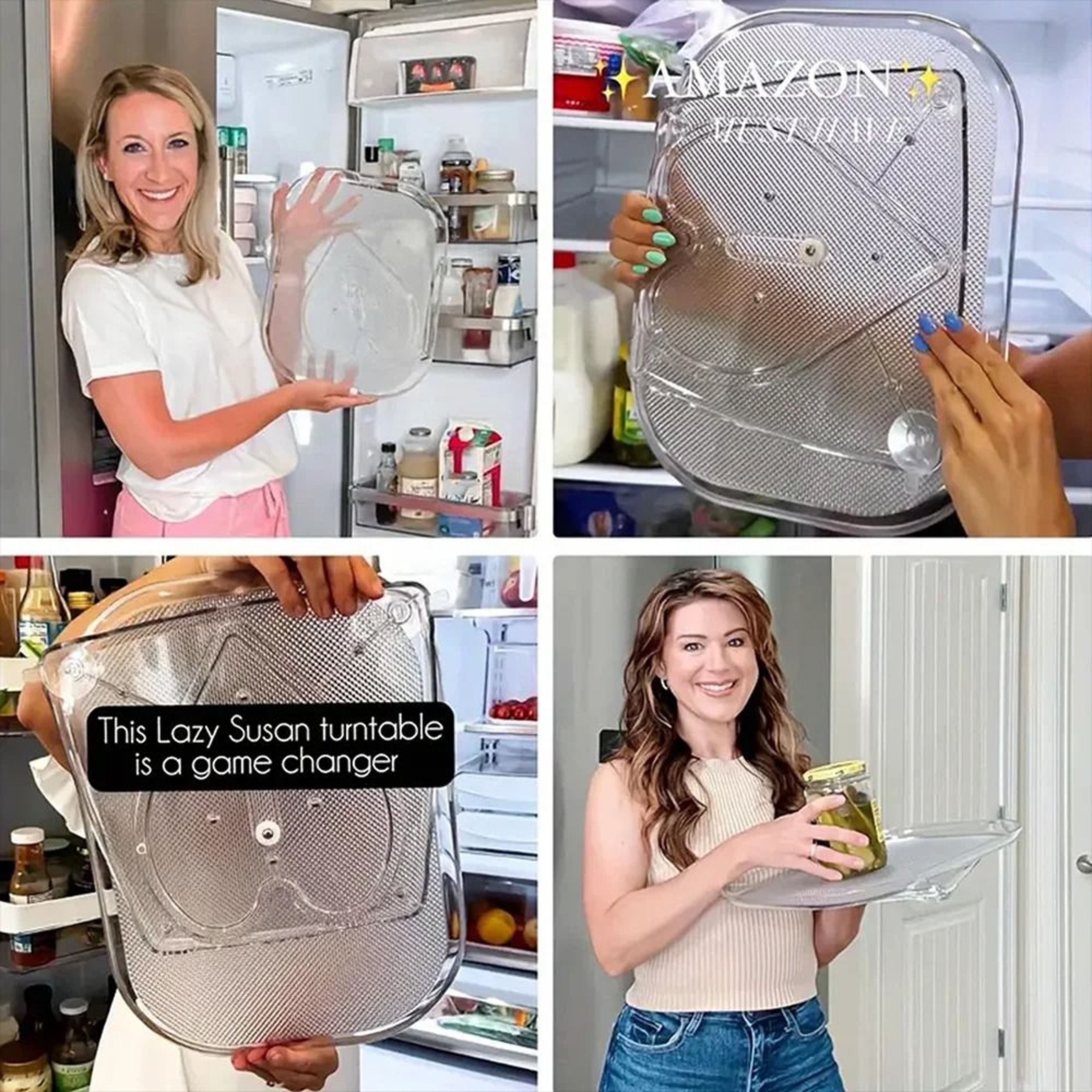 360Degree Rotating Refrigerator Storage Tray  Premium Kitchen Spice Jar  Sundry Turntable Organizer 4