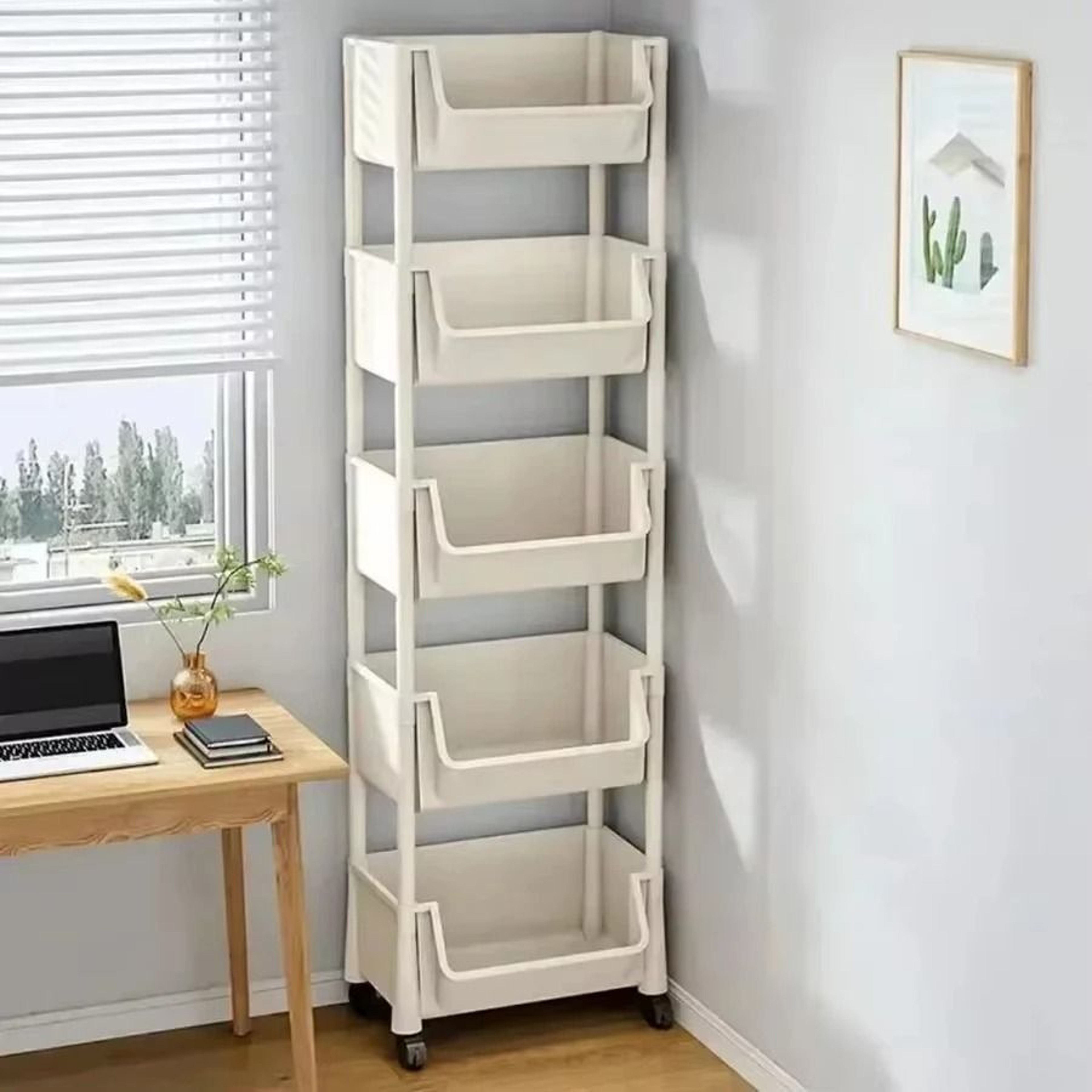 Multifunctional Rolling Storage Cart  Slim Mobile Utility Snack Rack  Organizer Tower 0