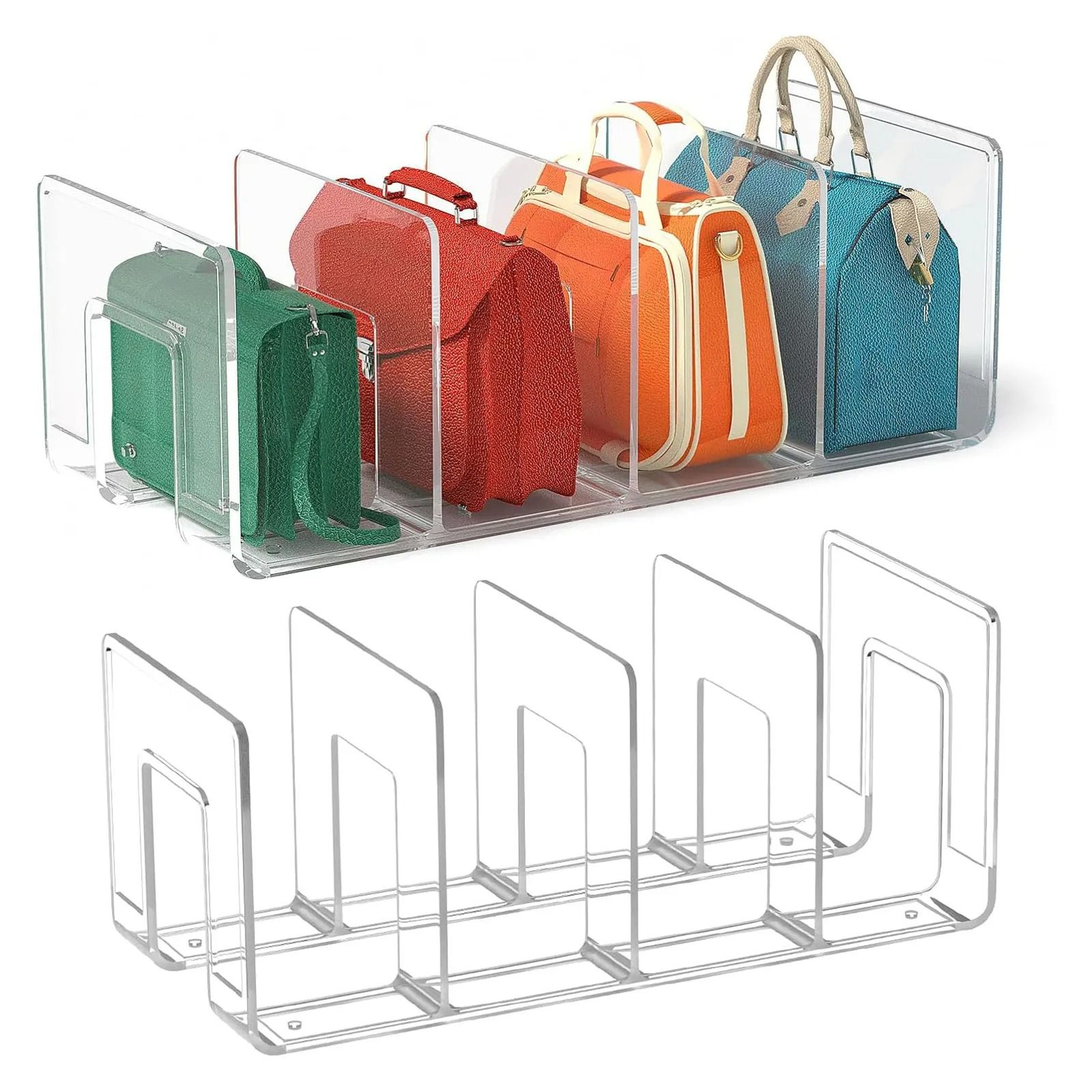 Clear Plastic Purse  Handbag Shelf Divider Stand 2Pack 1