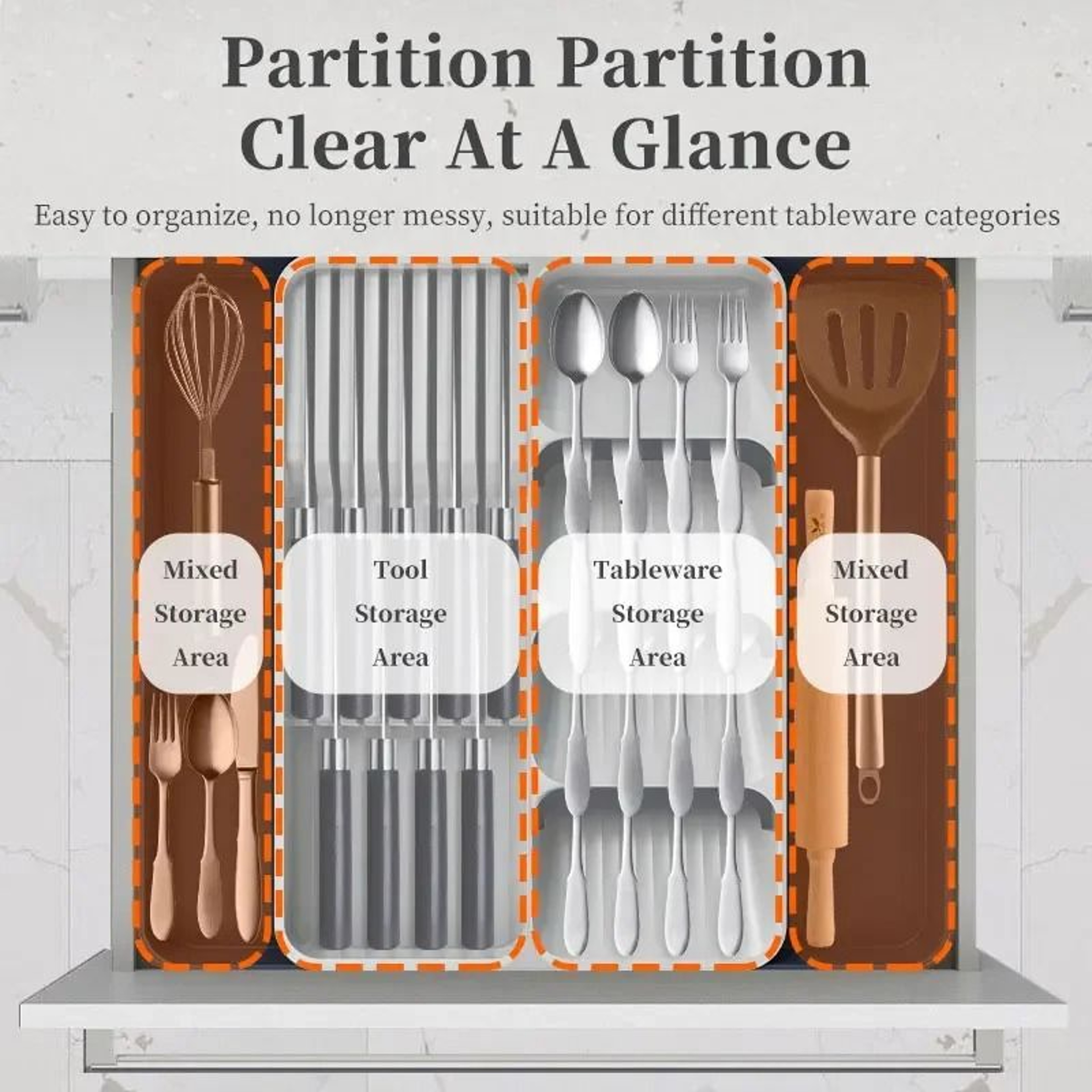 Premium Expandable Silverware Organizer For Drawer With Knife Holder 1