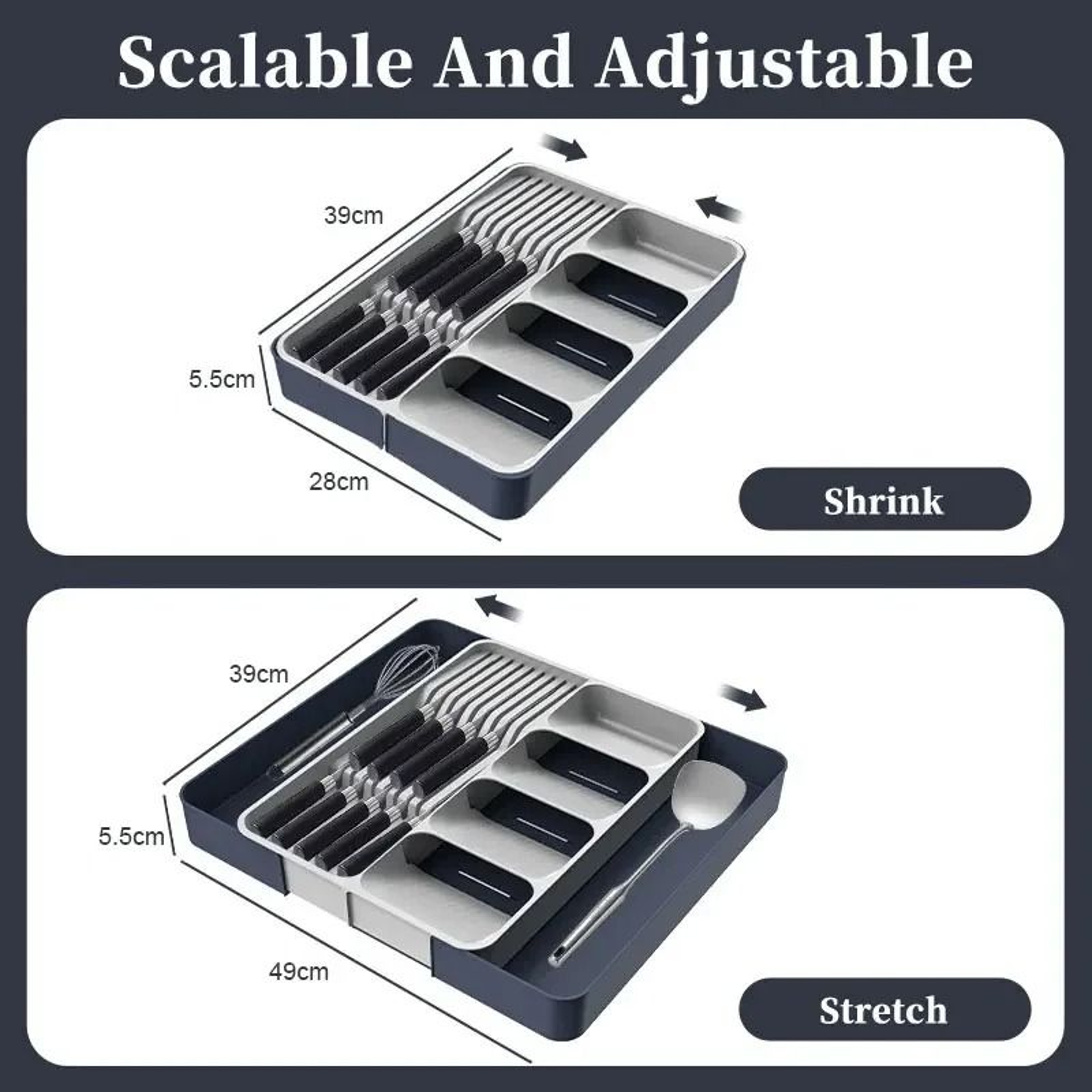 Premium Expandable Silverware Organizer For Drawer With Knife Holder 2