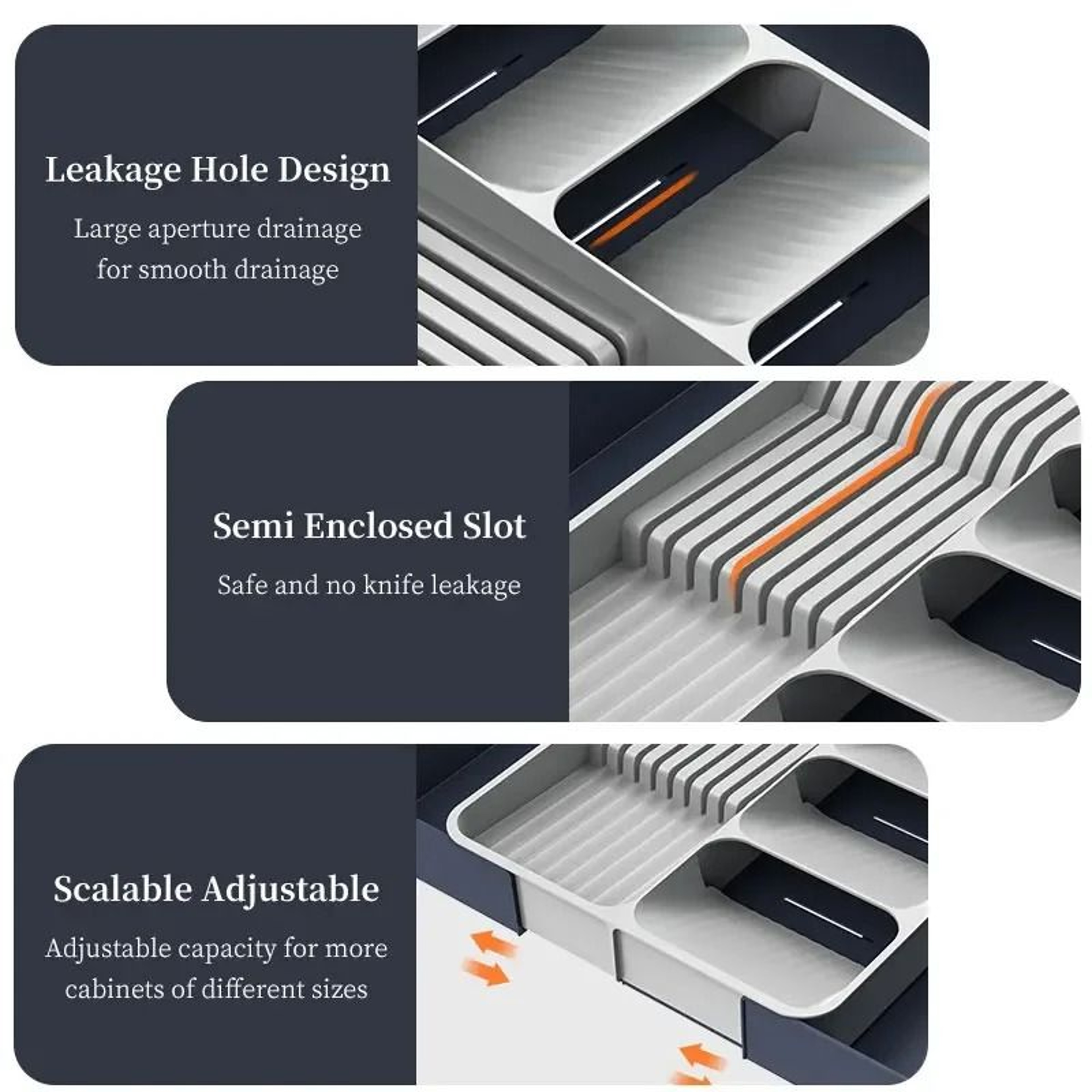 Premium Expandable Silverware Organizer For Drawer With Knife Holder 5