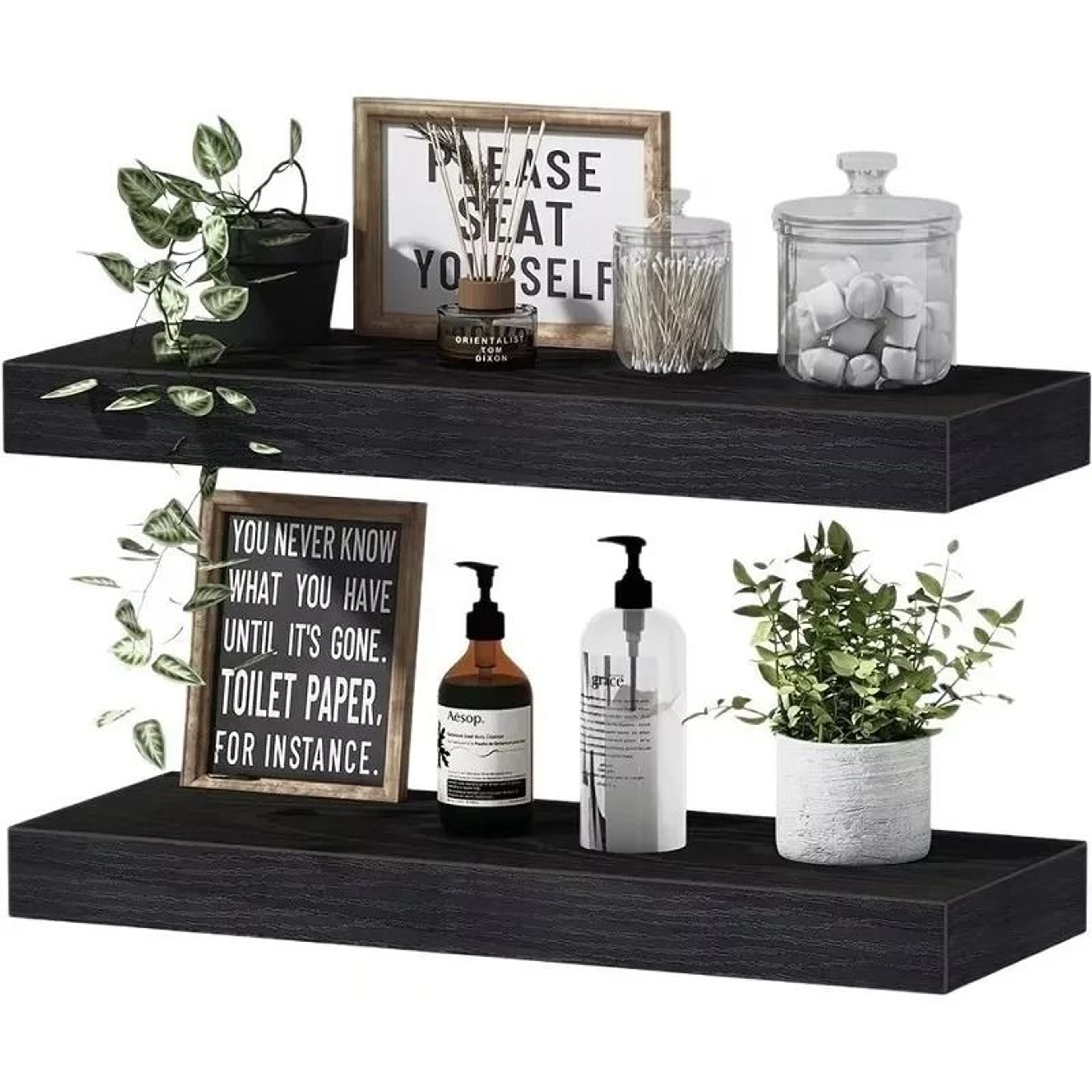 Premium Solid Wood Floating Shelf  WallMounted Display Organizer 2