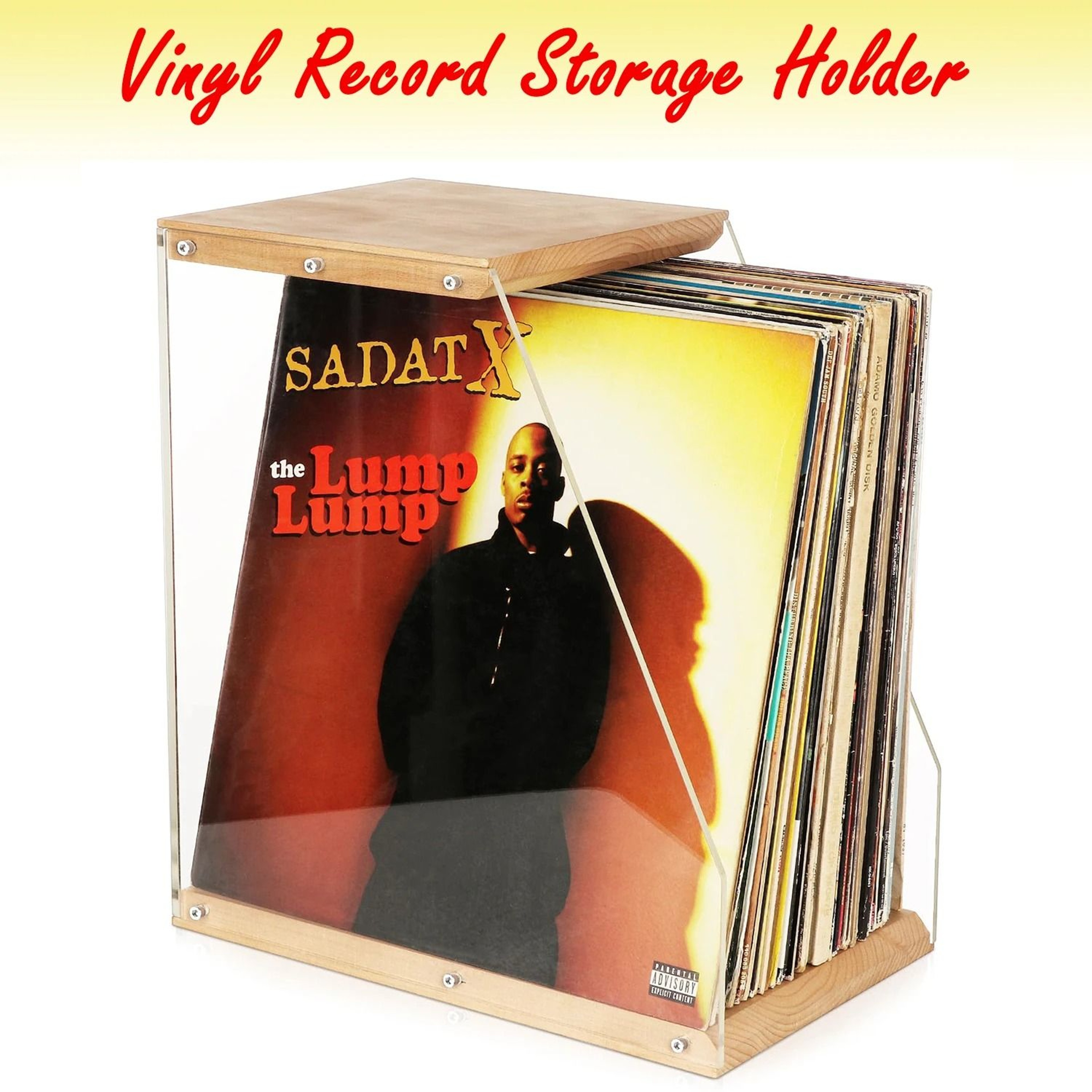 Premium Desktop Acrylic  Wood Vinyl Record Crate Holder 0