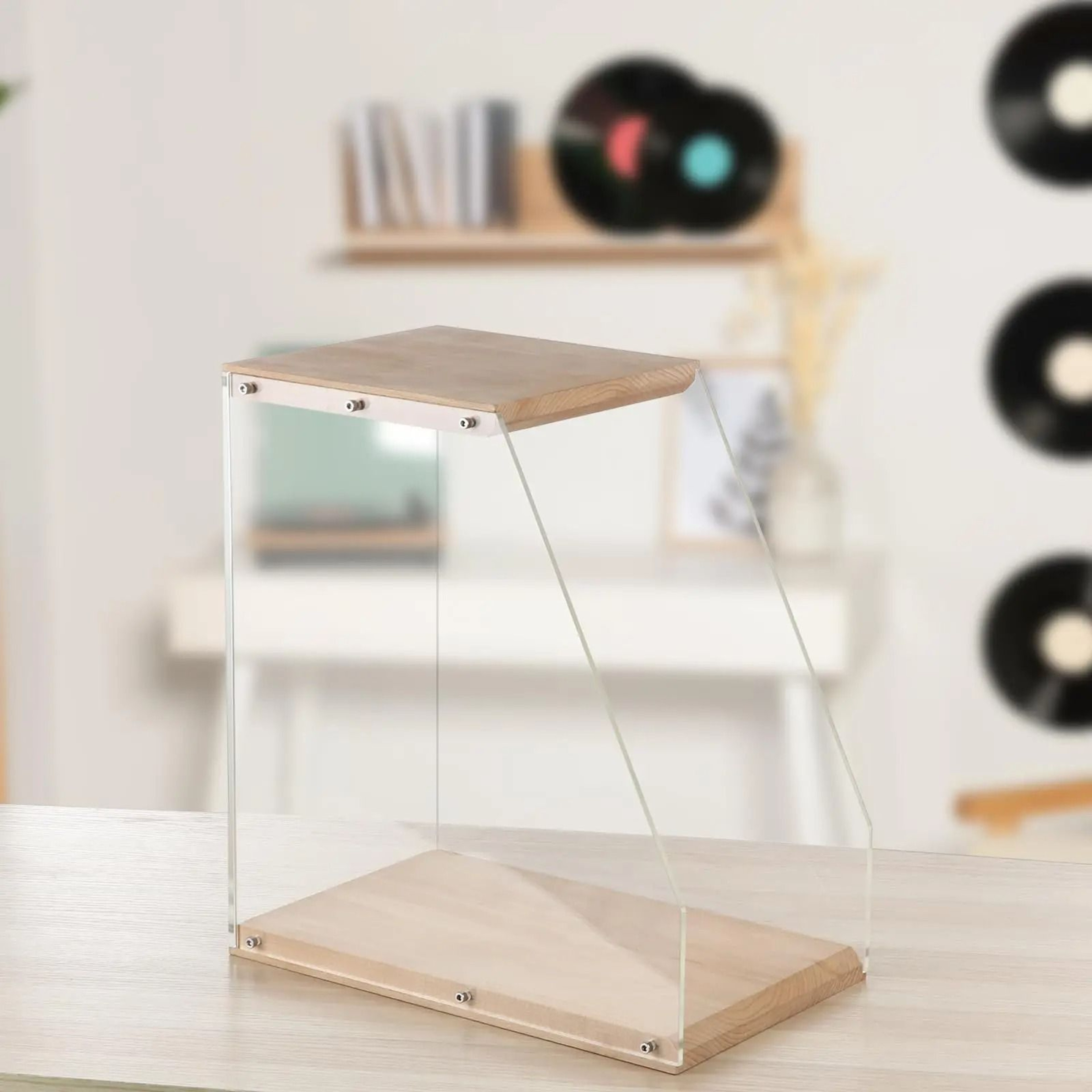 Premium Desktop Acrylic  Wood Vinyl Record Crate Holder 3
