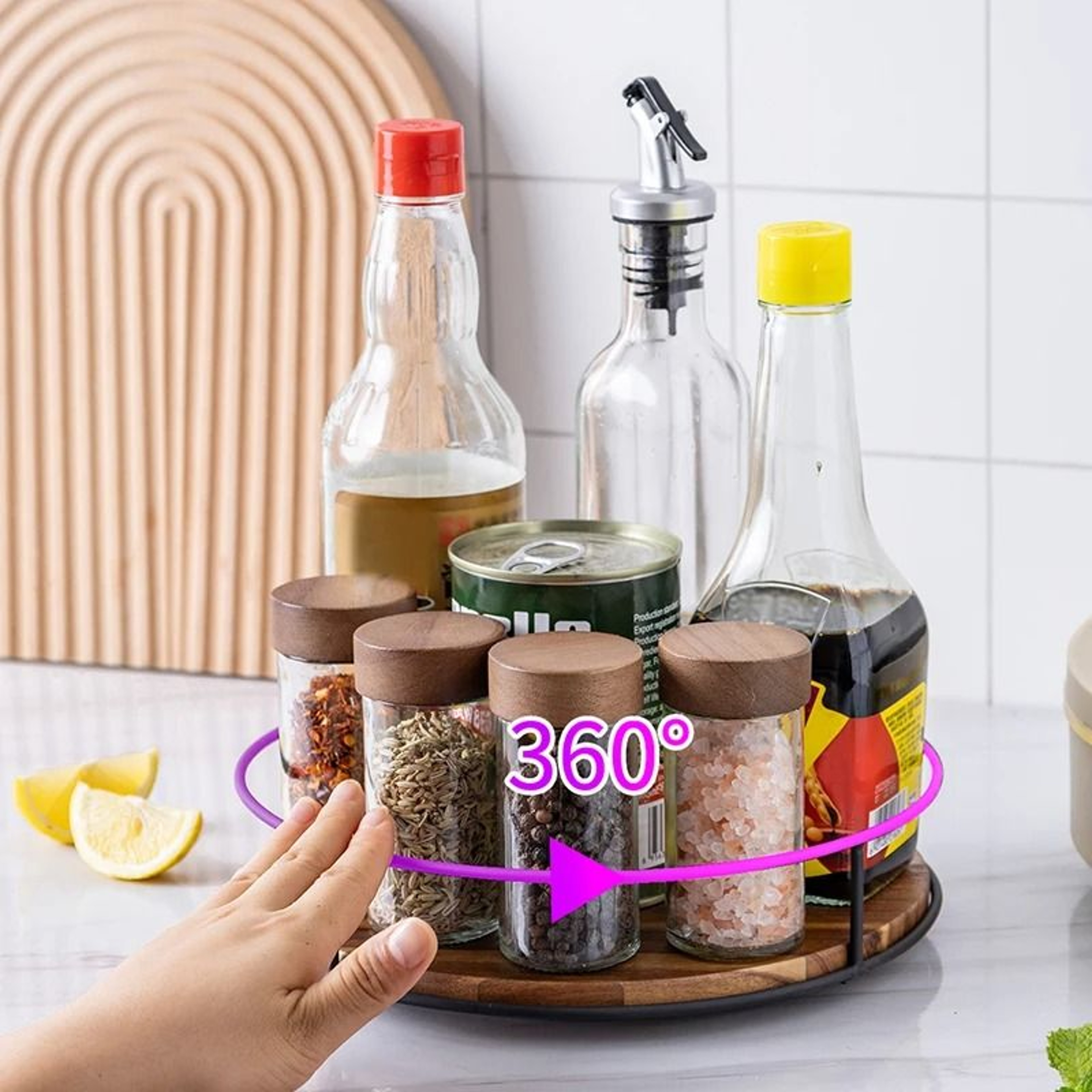 1Pc Kitchen Rotating Spice Rack  Lazy Susan Countertop Seasoning Organizer 1