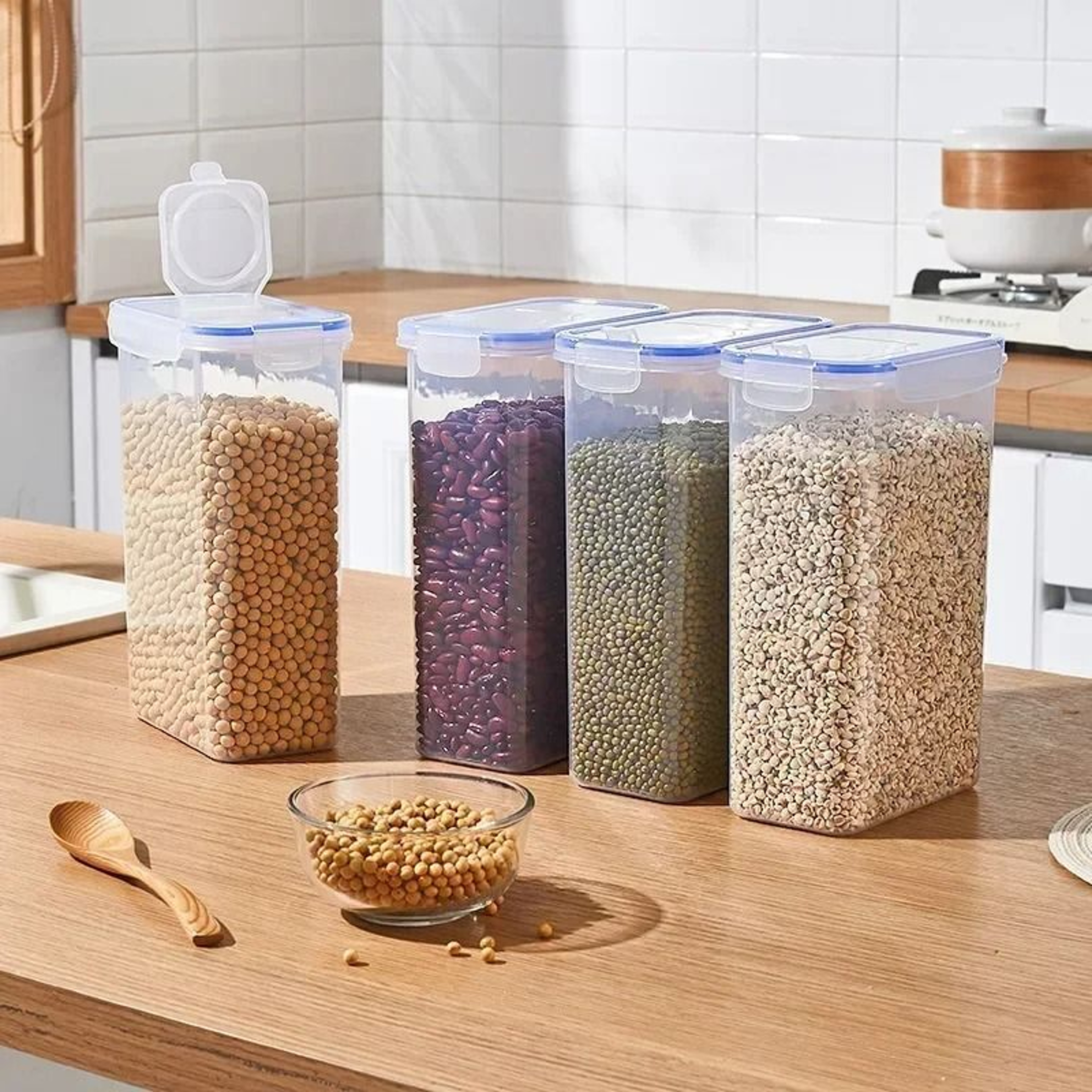 Stackable Food Storage Containers With Lids  Pantry Organization Box 0