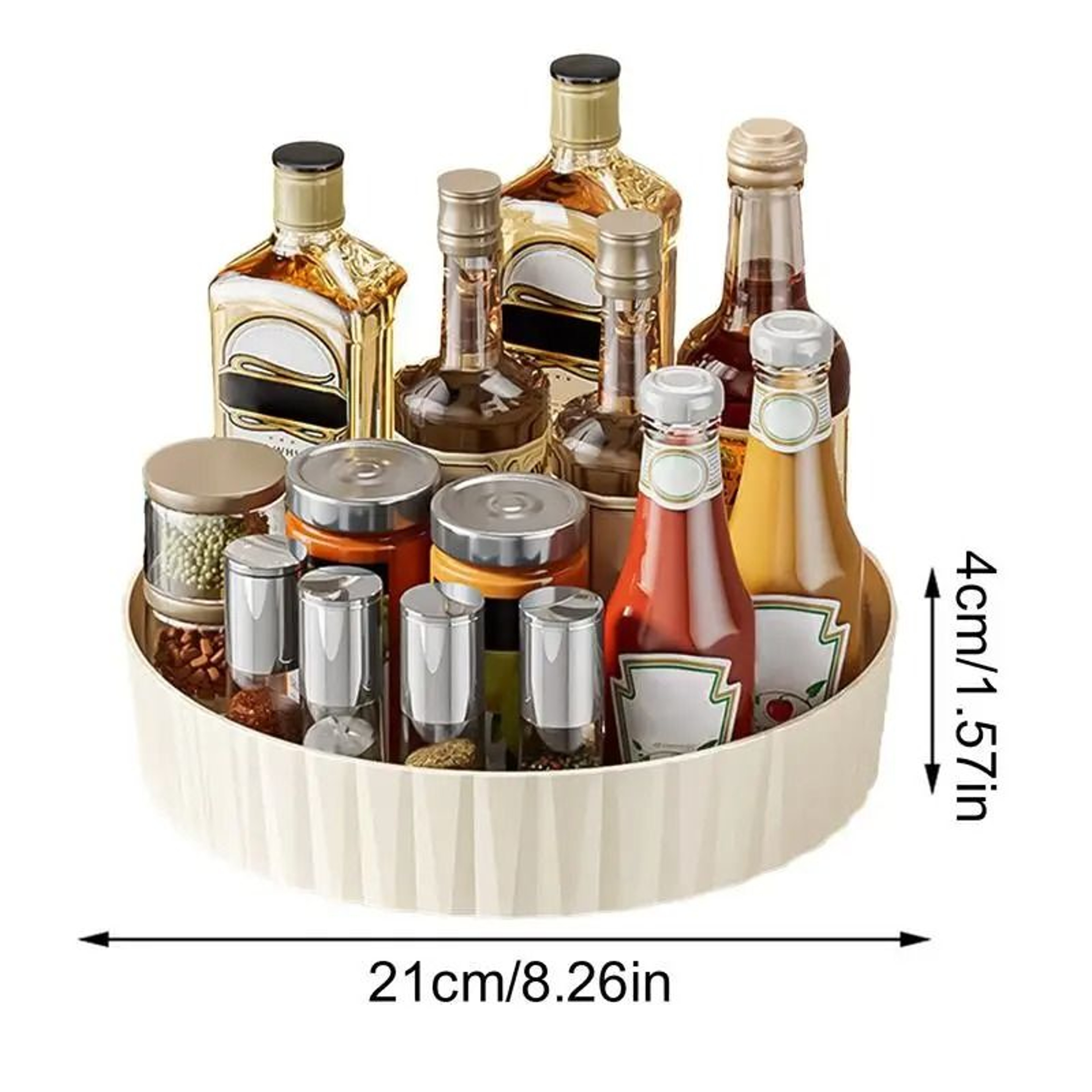 360Degree Rotating Fridge Organizer Tray  Round Cabinet Condiment Storage Rack 5