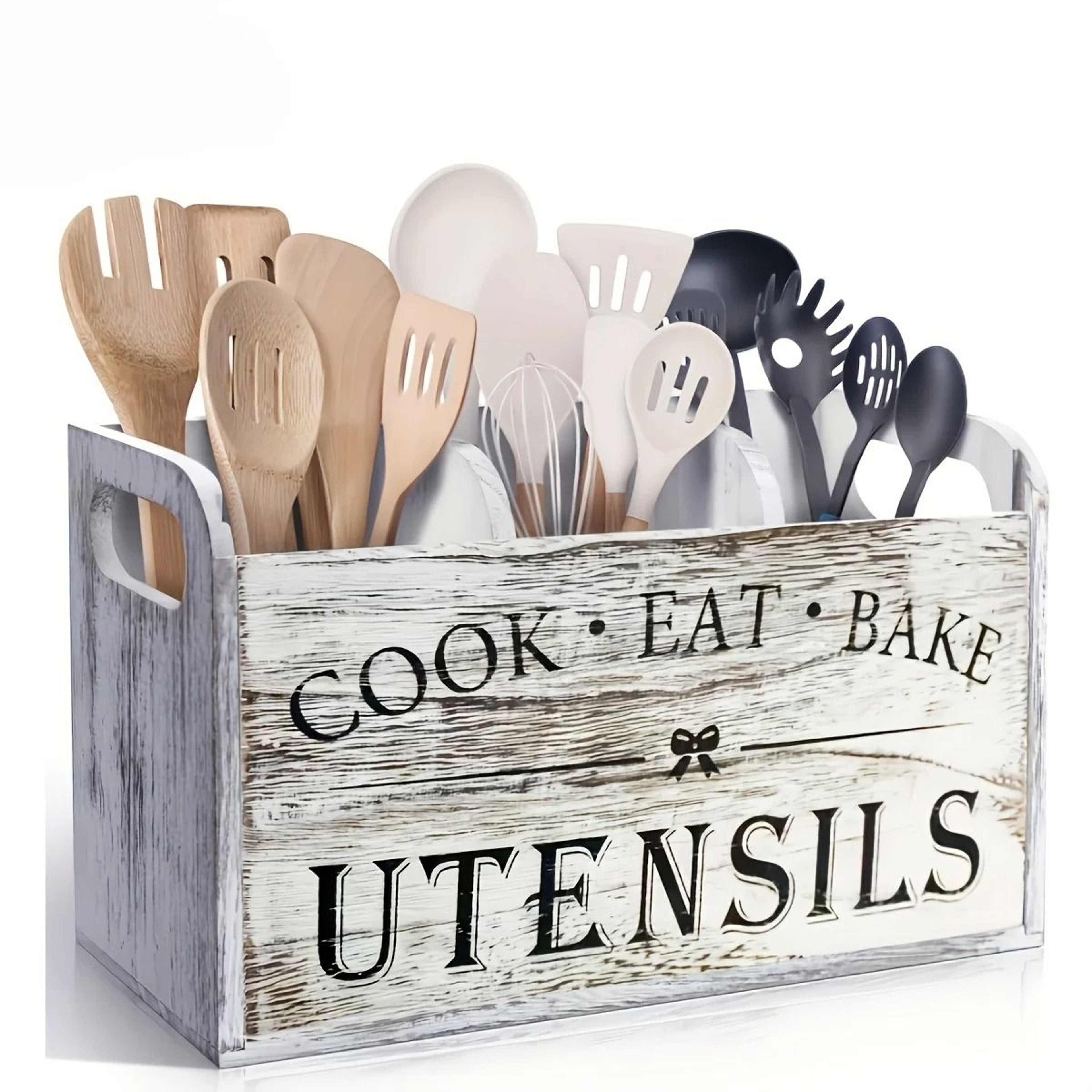 5Piece Wooden Cutlery Box Set  MultiCompartment Kitchen Utensil Storage Caddy 0