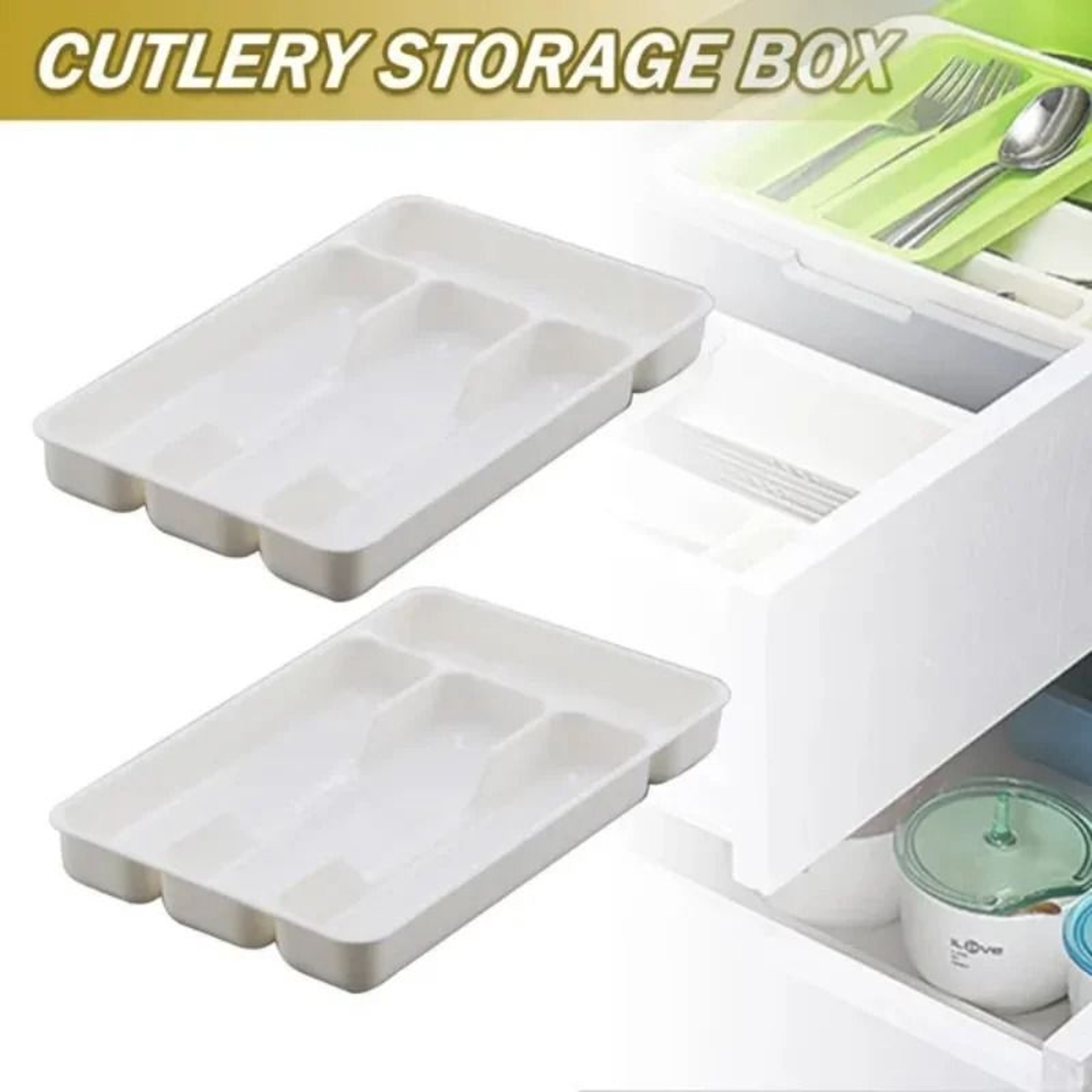 Kitchen Drawer Cutlery Organizer Tray  Silverware  Flatware Storage Insert 0