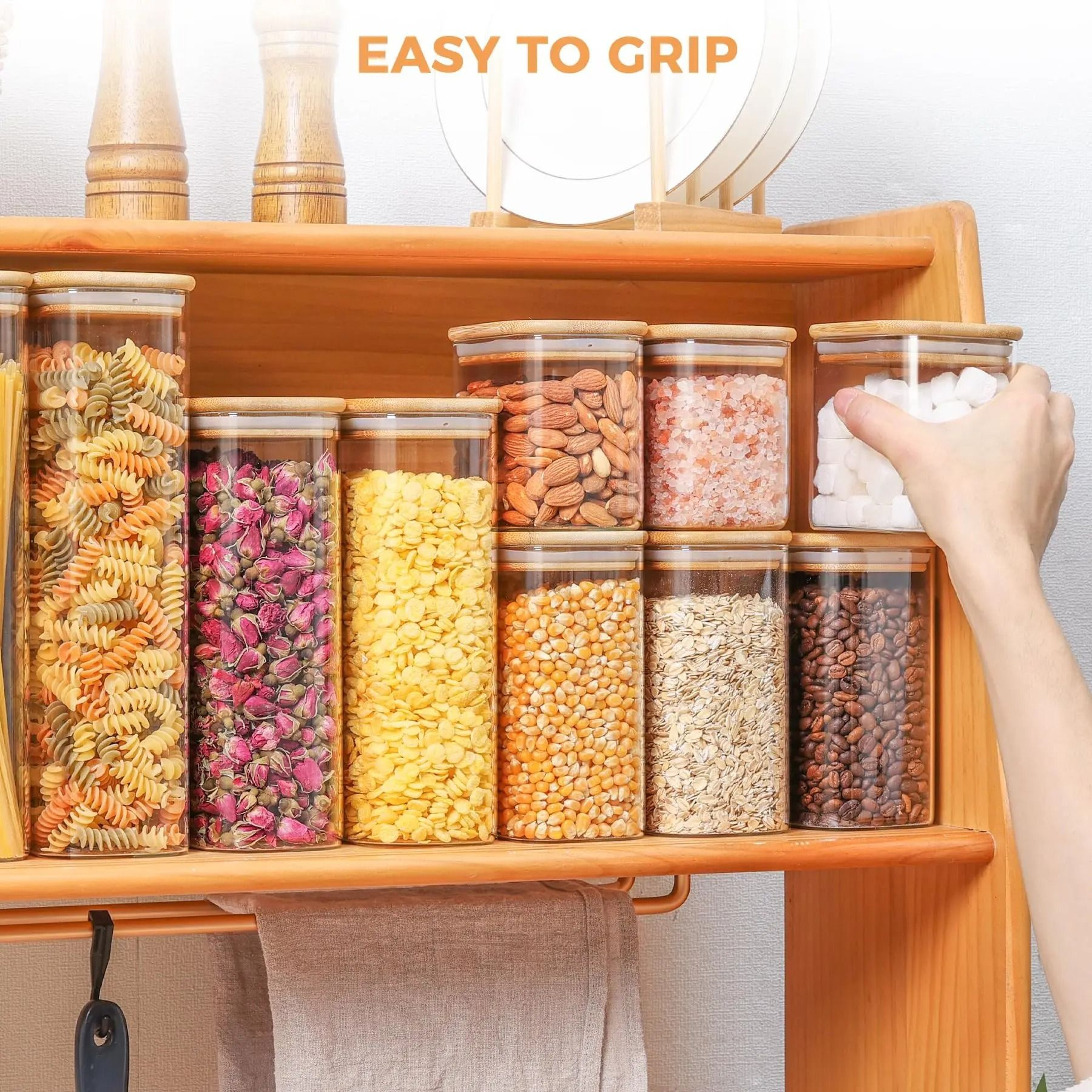 Premium Rectangular Clear Glass Storage Jars With Airtight EcoFriendly Bamboo Lids 2