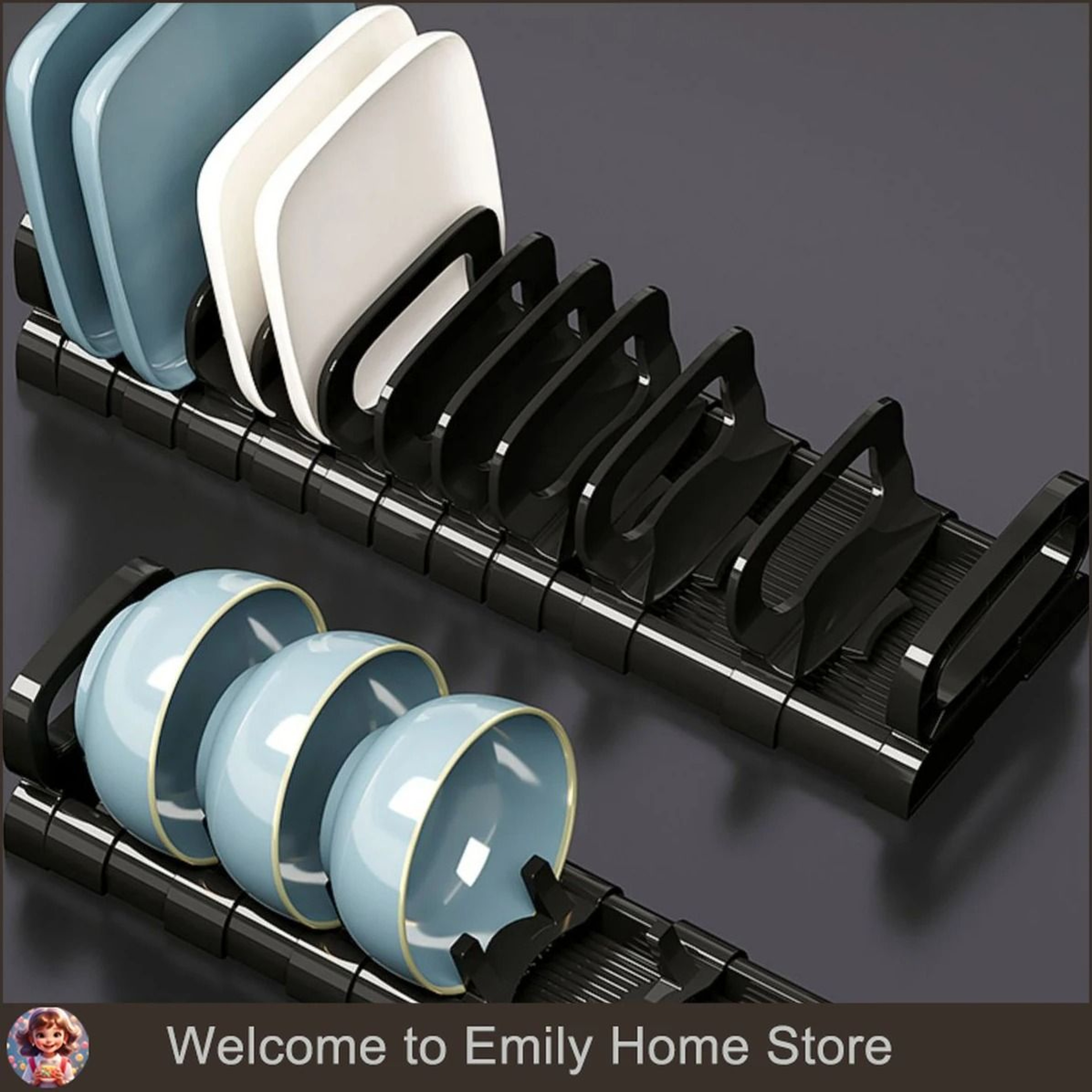 Retractable Drawer Dishes  Bowls Storage Holder  Adjustable Kitchen Cabinet Dish Rack 1