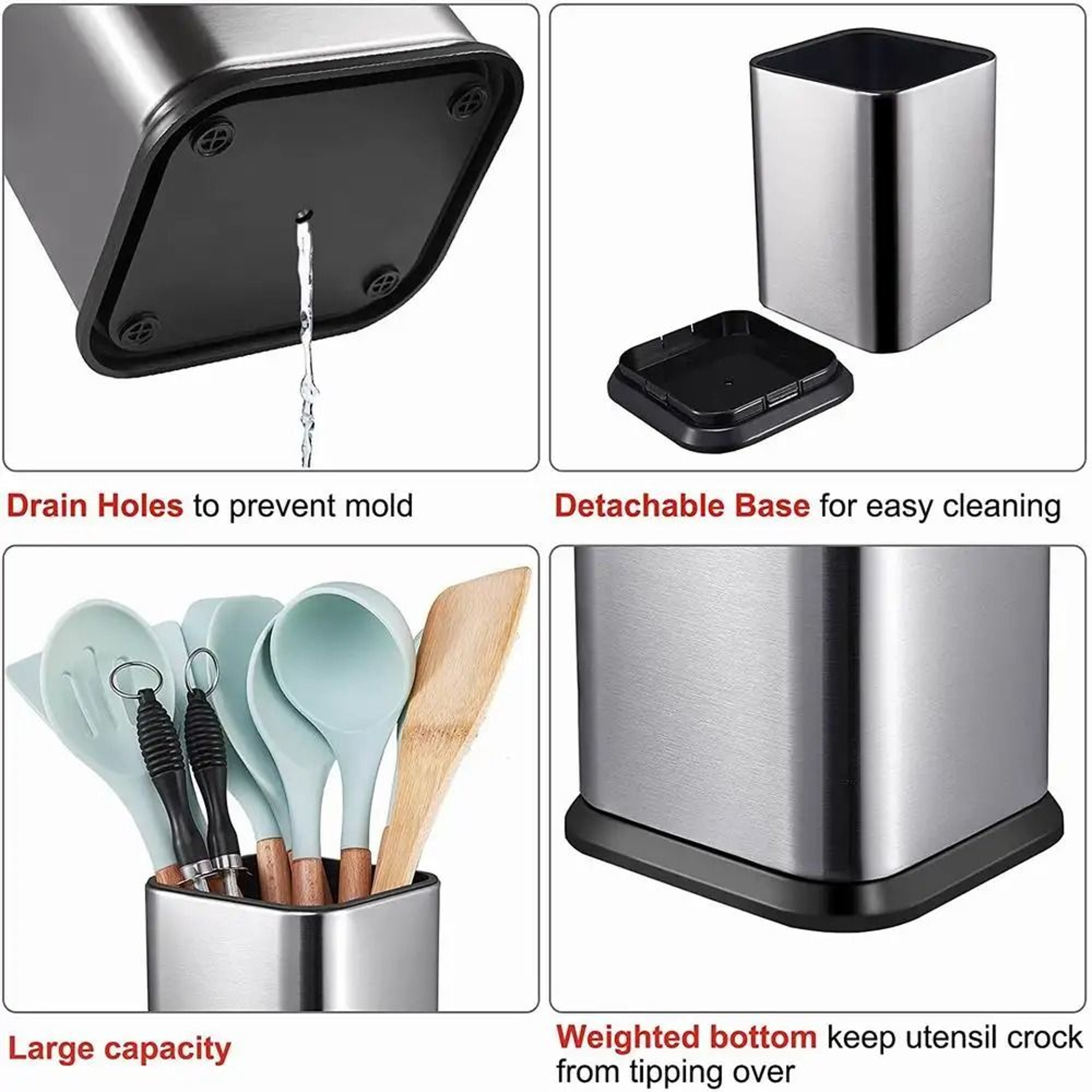 Large Kitchen Utensil Holder For Countertop  Cooking Tool Storage Crock Organizer 1