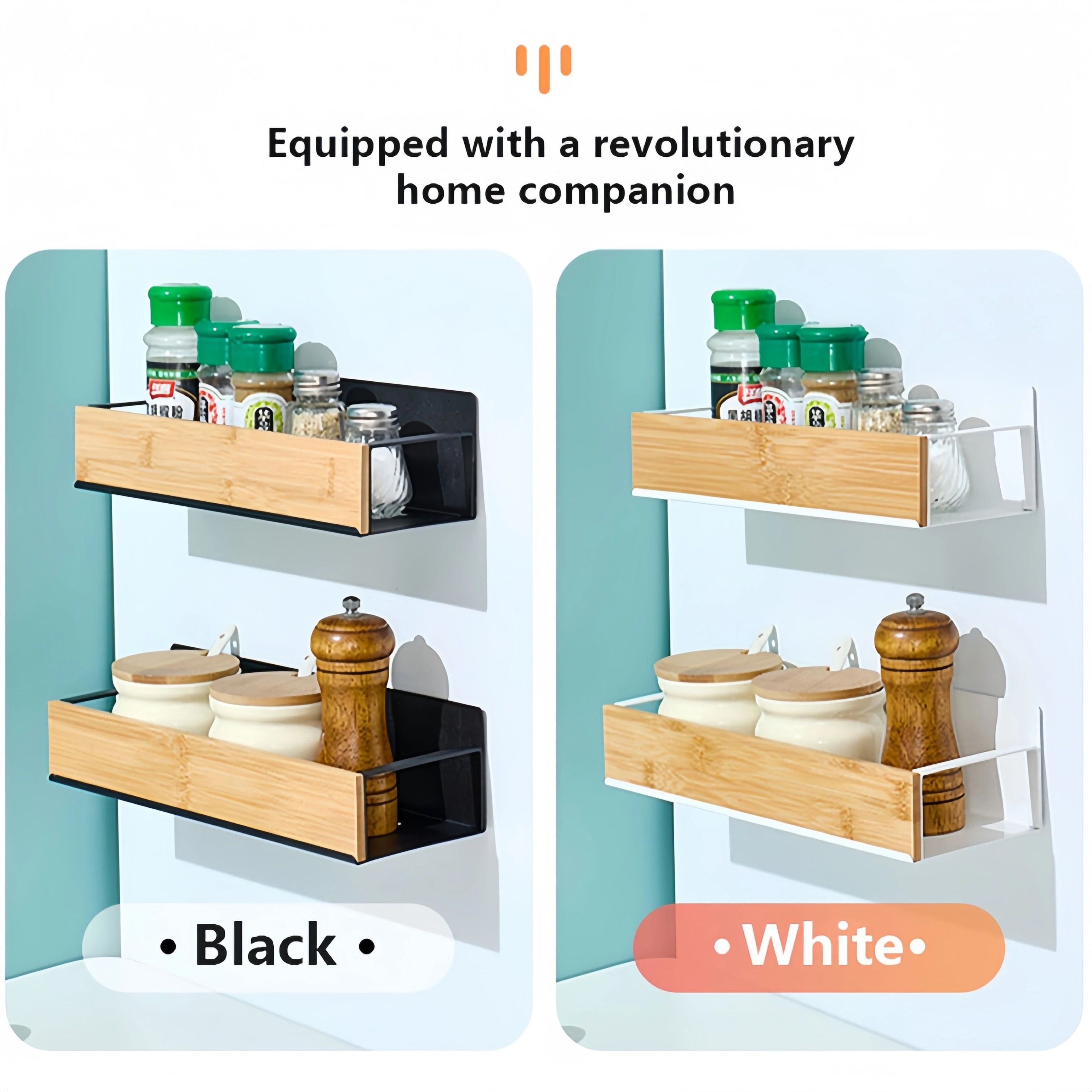 Magnetic Fridge Shelf Spice Storage Rack  Black Iron SpaceSaving Cabinet Organizer 2