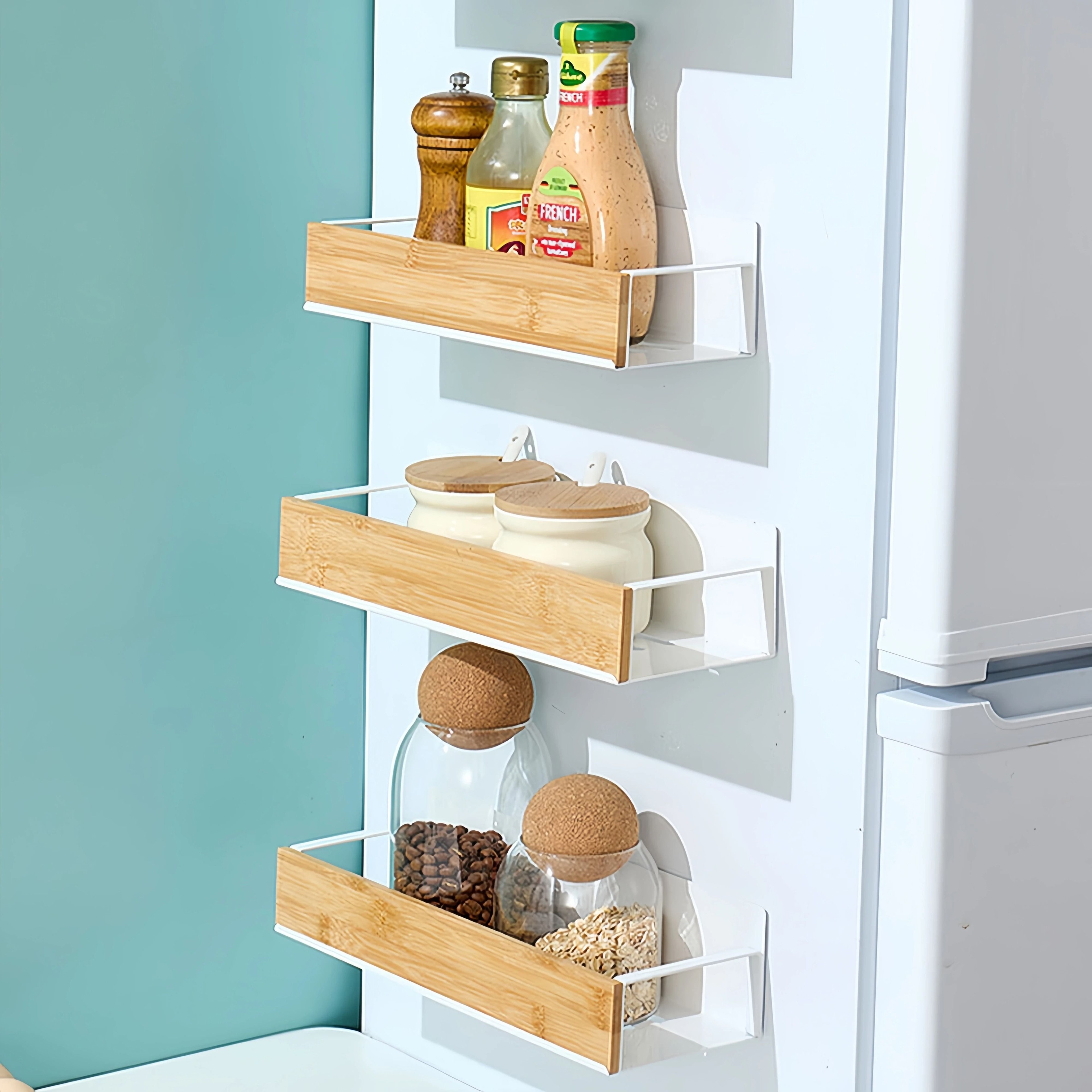 Magnetic Fridge Shelf Spice Storage Rack  Black Iron SpaceSaving Cabinet Organizer 4