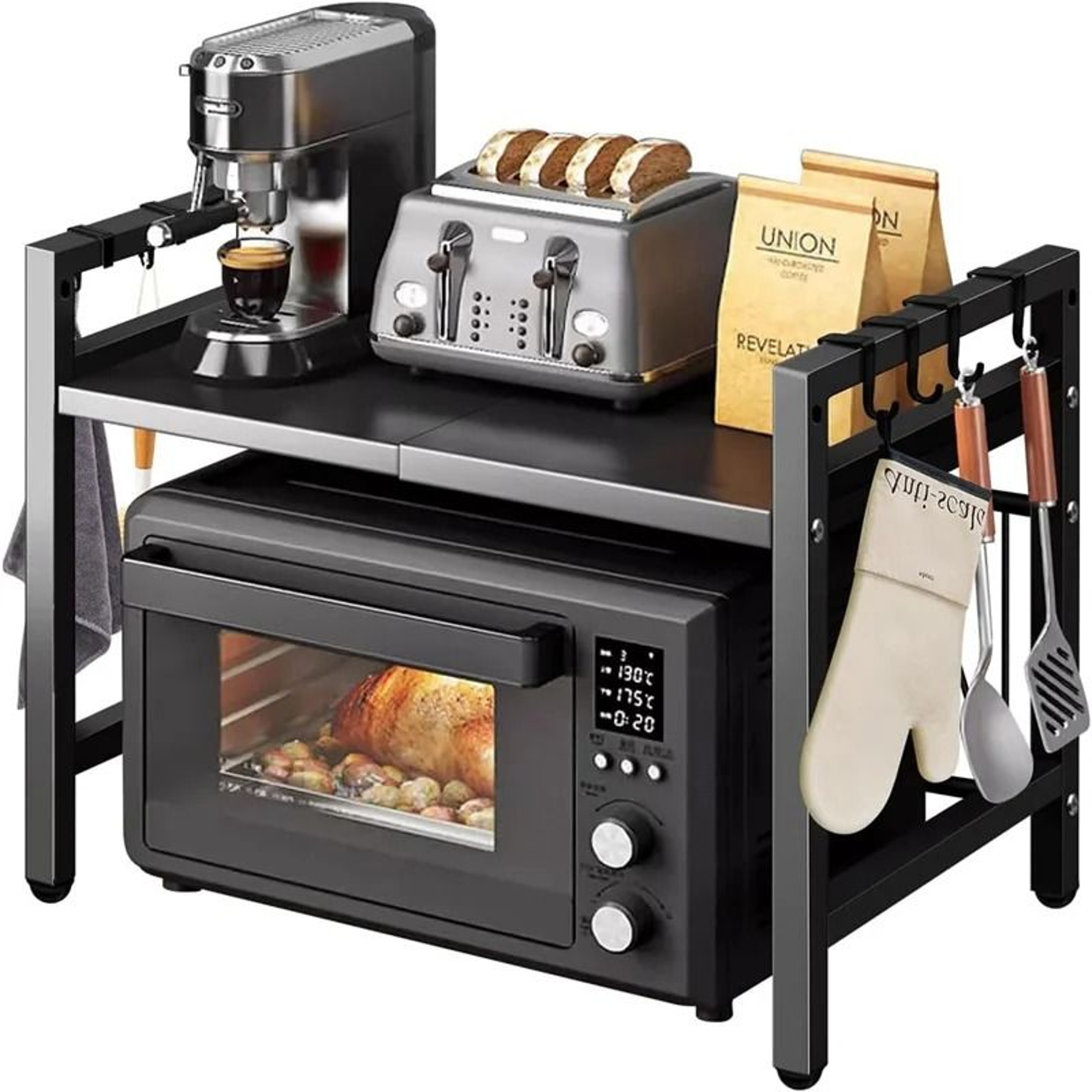 Adjustable SpaceSaving Microwave Rack  HeavyDuty Kitchen Storage Organizer  Appliance Shelf 5