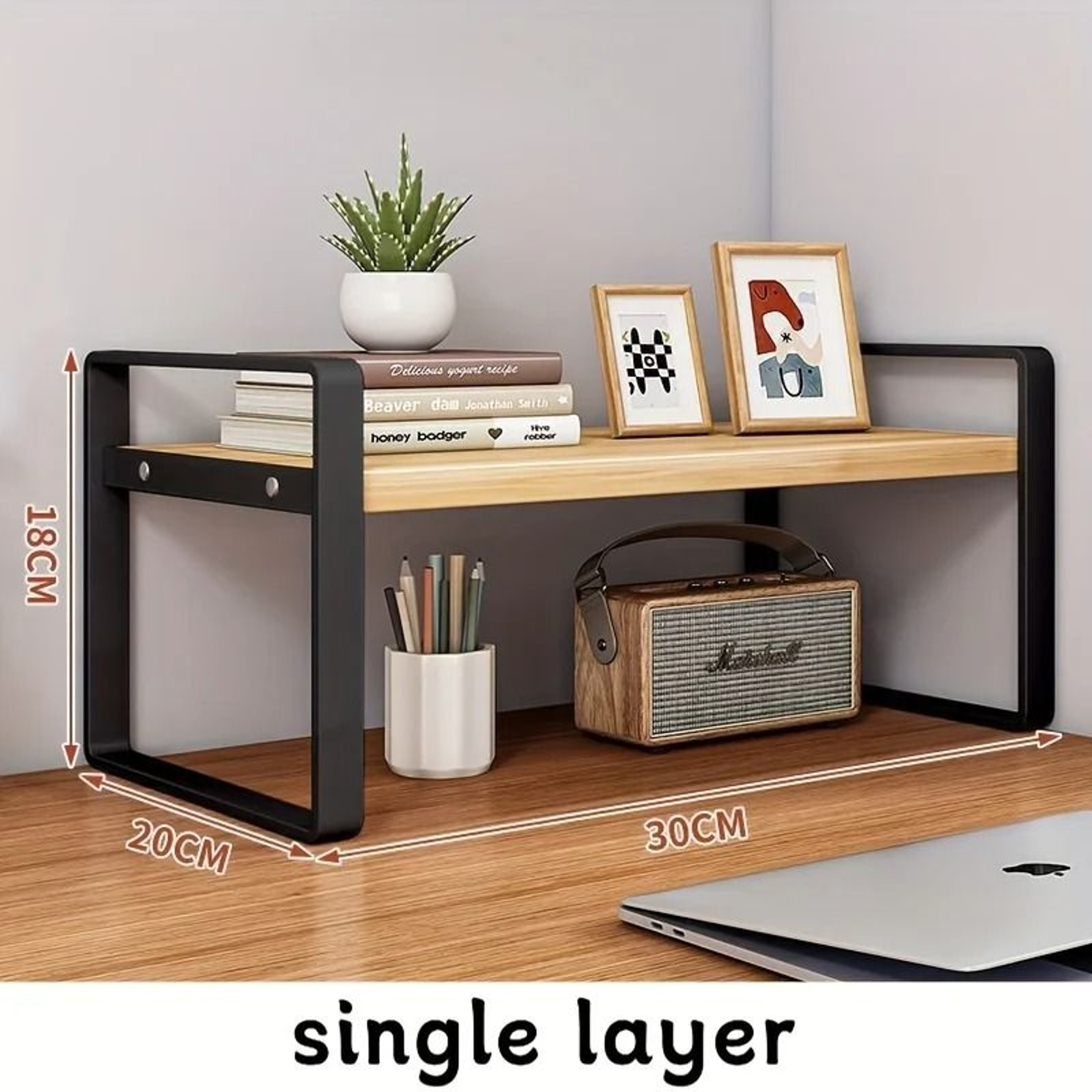Iron Office Desk Storage Rack  MultiTier Shelving Unit For Office Supplies Books  Decor 6