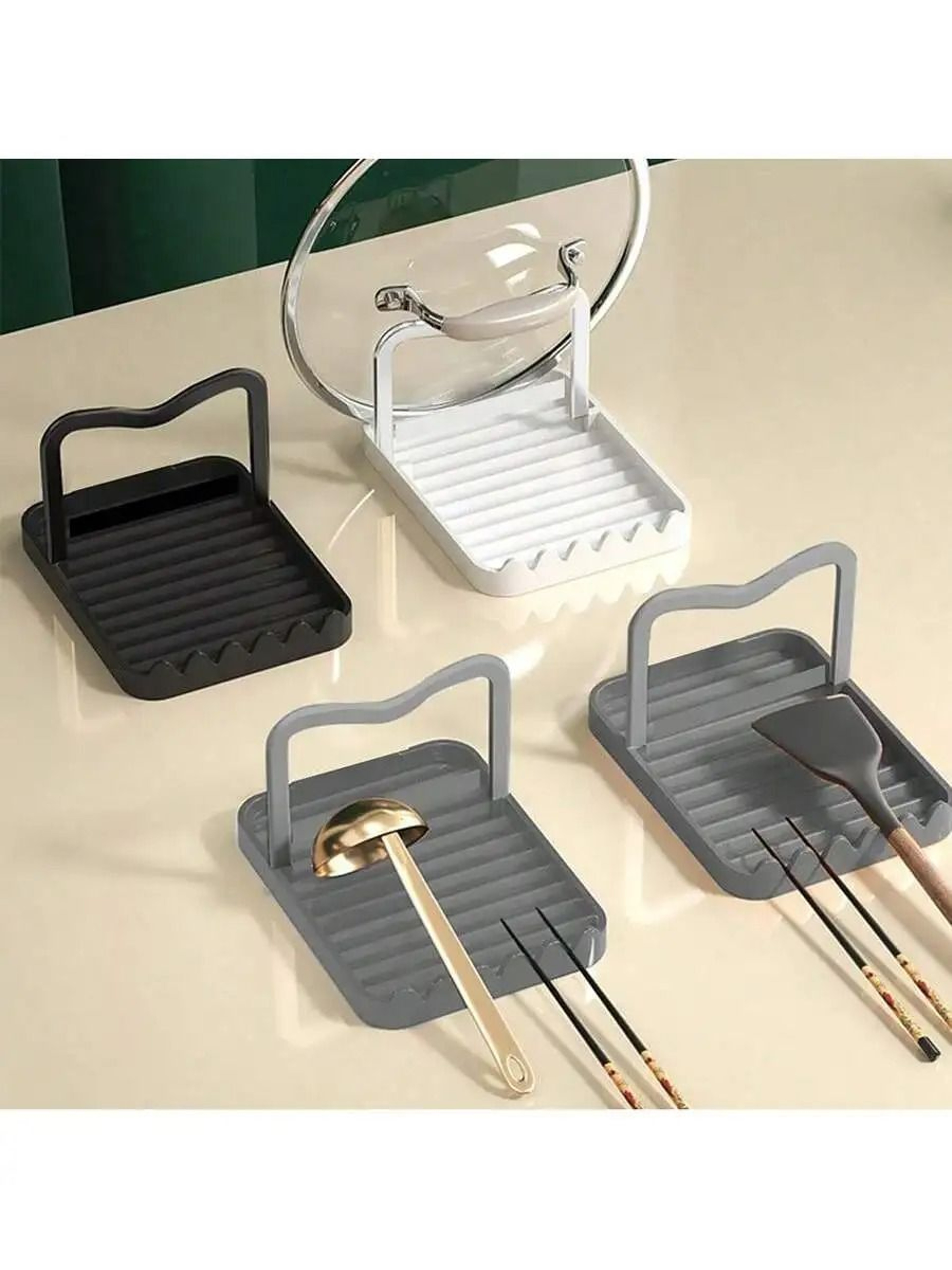 Multifunctional Cooking Utensil Holder  Countertop Spill Rack  HeatResistant Spoon Rest  Lid Holder 6