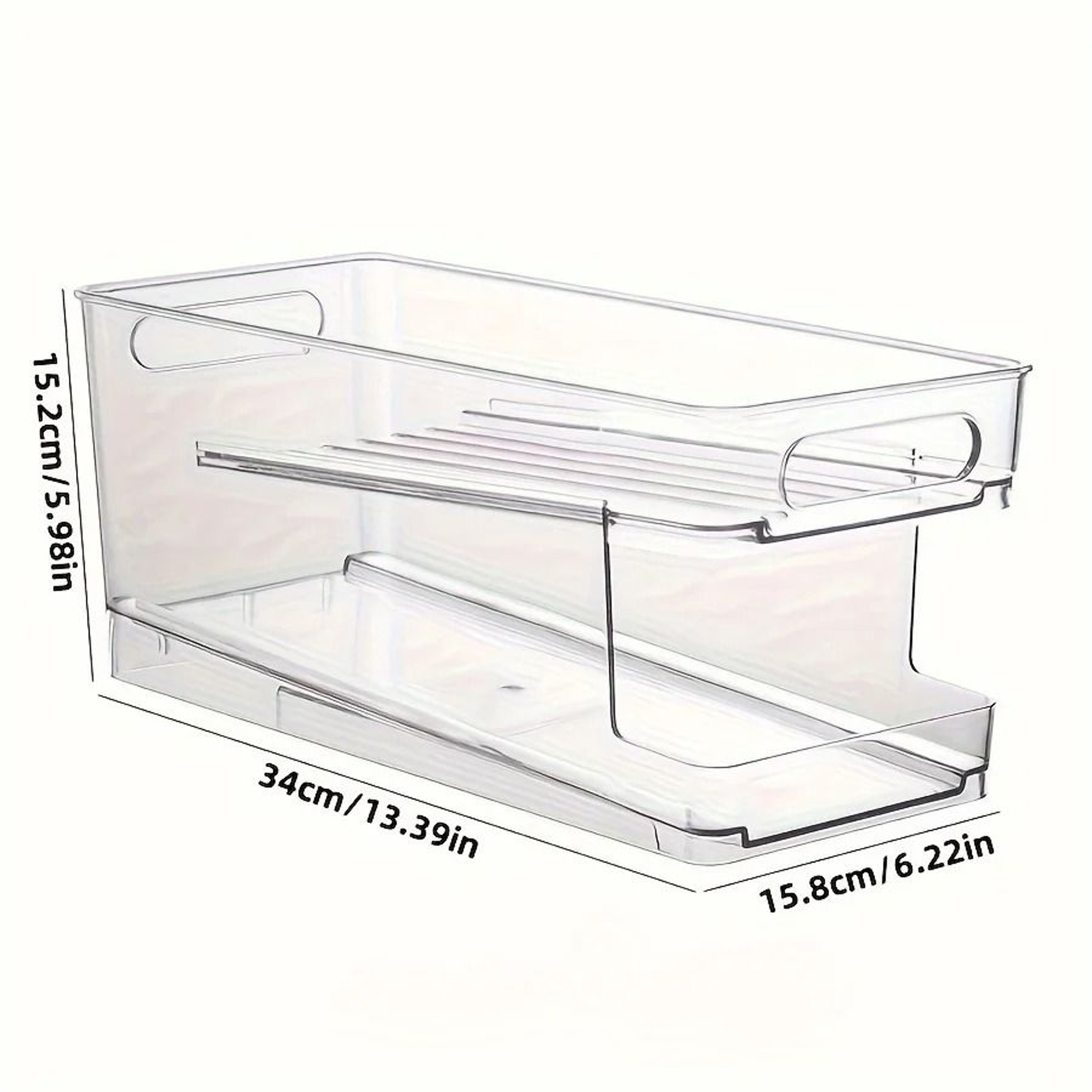 DoubleLayer Rolling Soda Can Organizer  Transparent PET GravityFed Beverage Dispenser For Refrigera 1