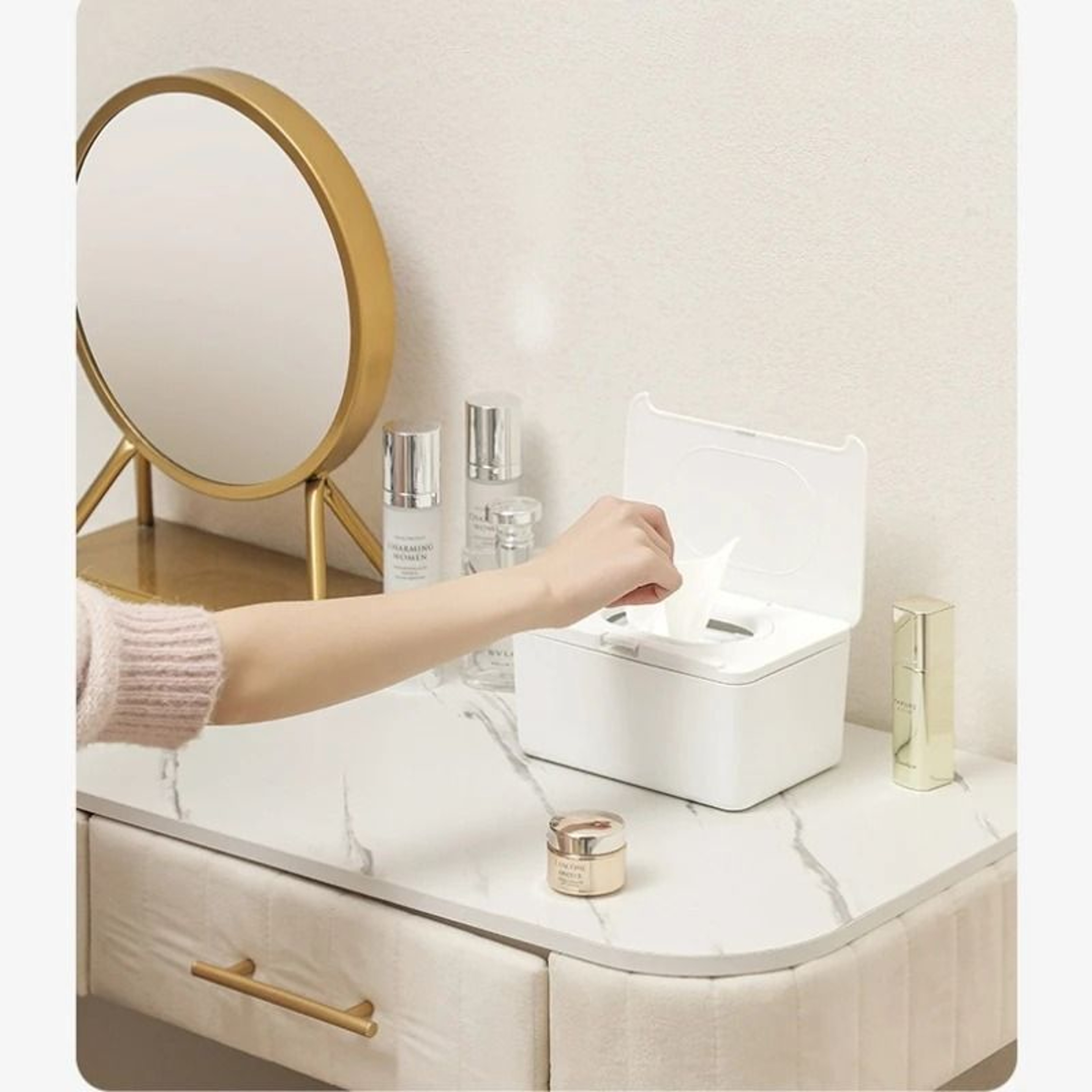 Multifunctional Automatic Flip Top Storage Box  MoistureProof Tissues  Masks Dispenser For Home  Of 3