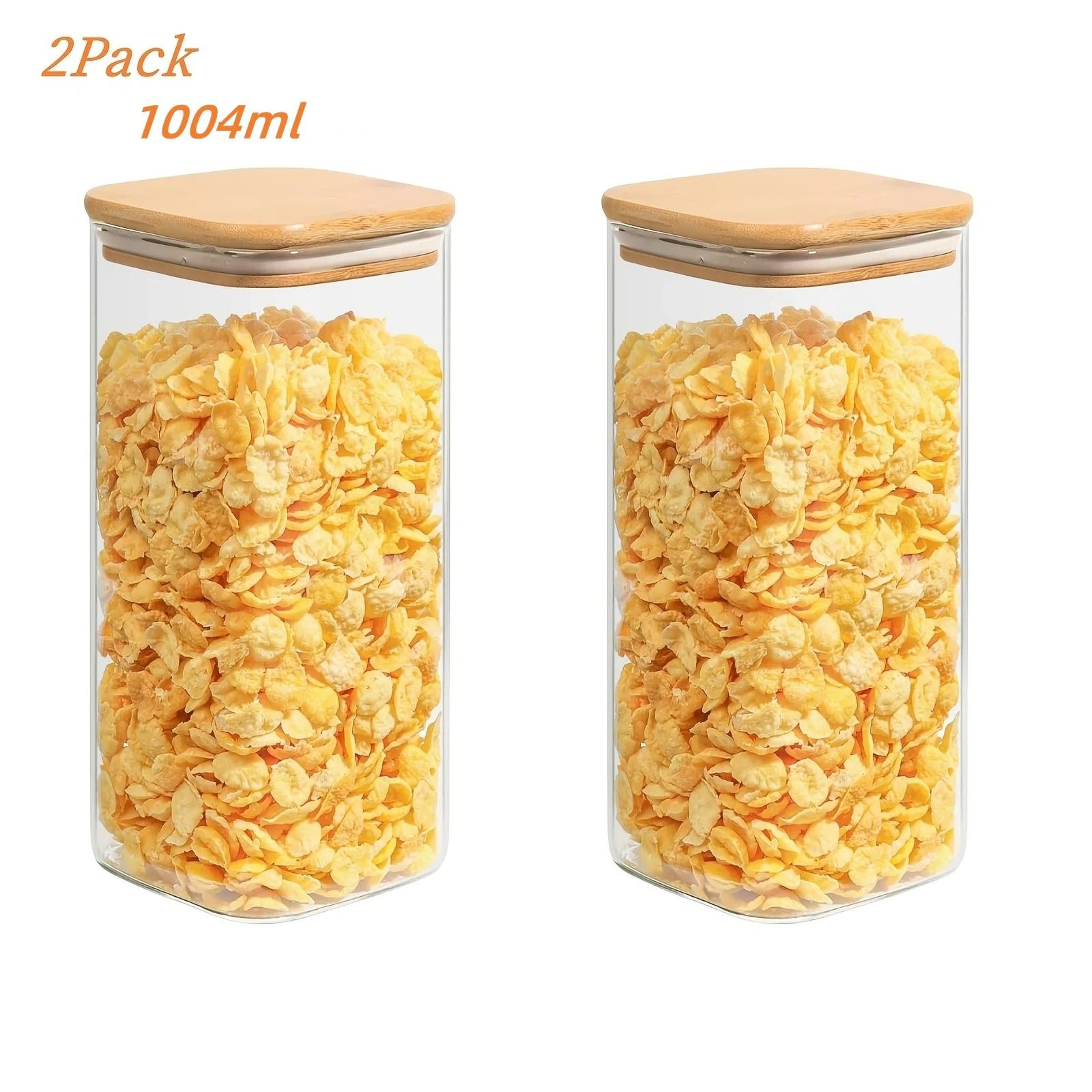 Square Glass Sealed Jars  Airtight Kitchen Storage Containers With EcoFriendly Bamboo Lids 8