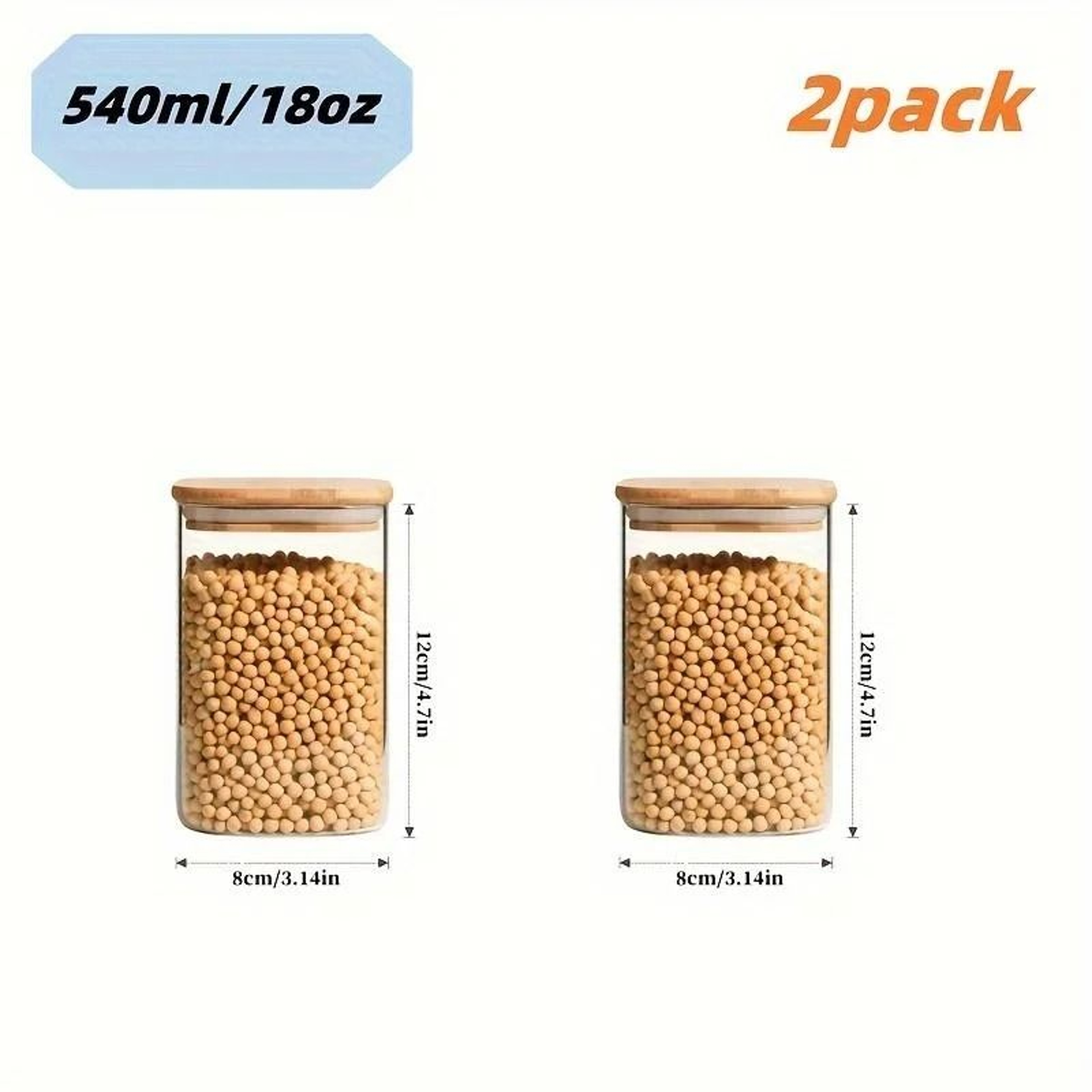 Square Glass Sealed Jars  Airtight Kitchen Storage Containers With EcoFriendly Bamboo Lids 15