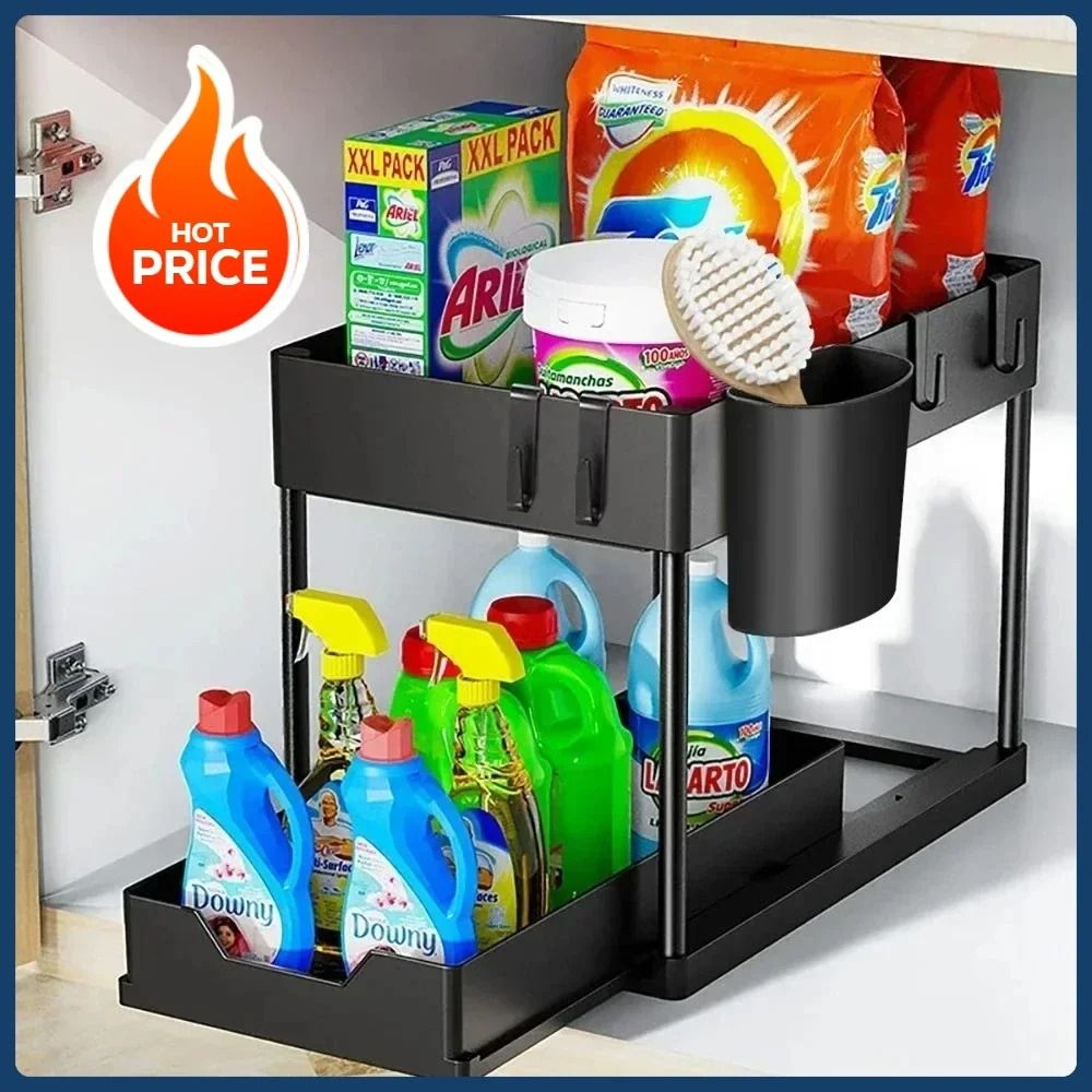 2Tier UnderSink Sliding Cabinet Organizer  PullOut MultiPurpose Home Storage Rack 2