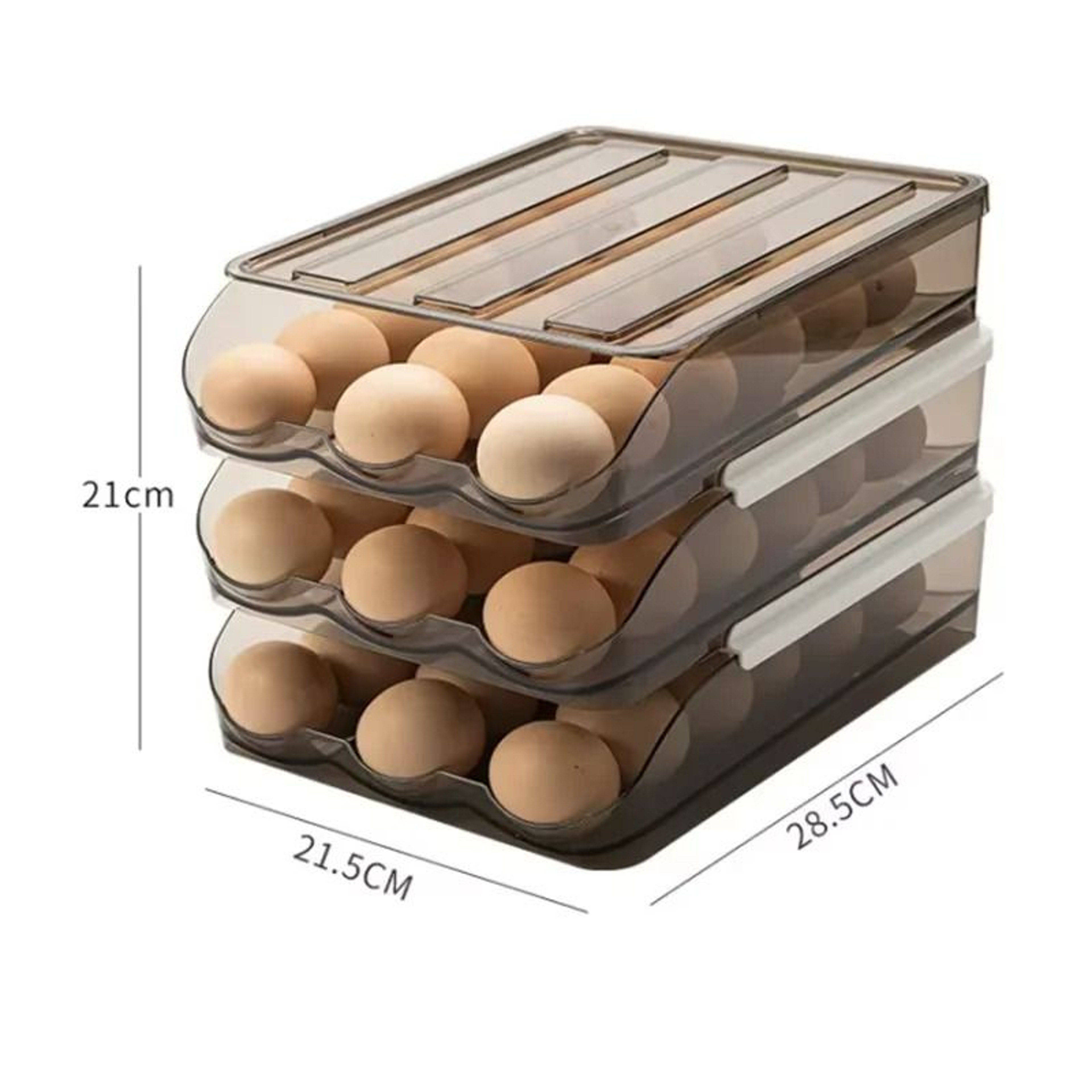 Automatic Rolling MultiTier Egg Box  Refrigerator GravityFed FreshKeeping Storage Rack Holder 11