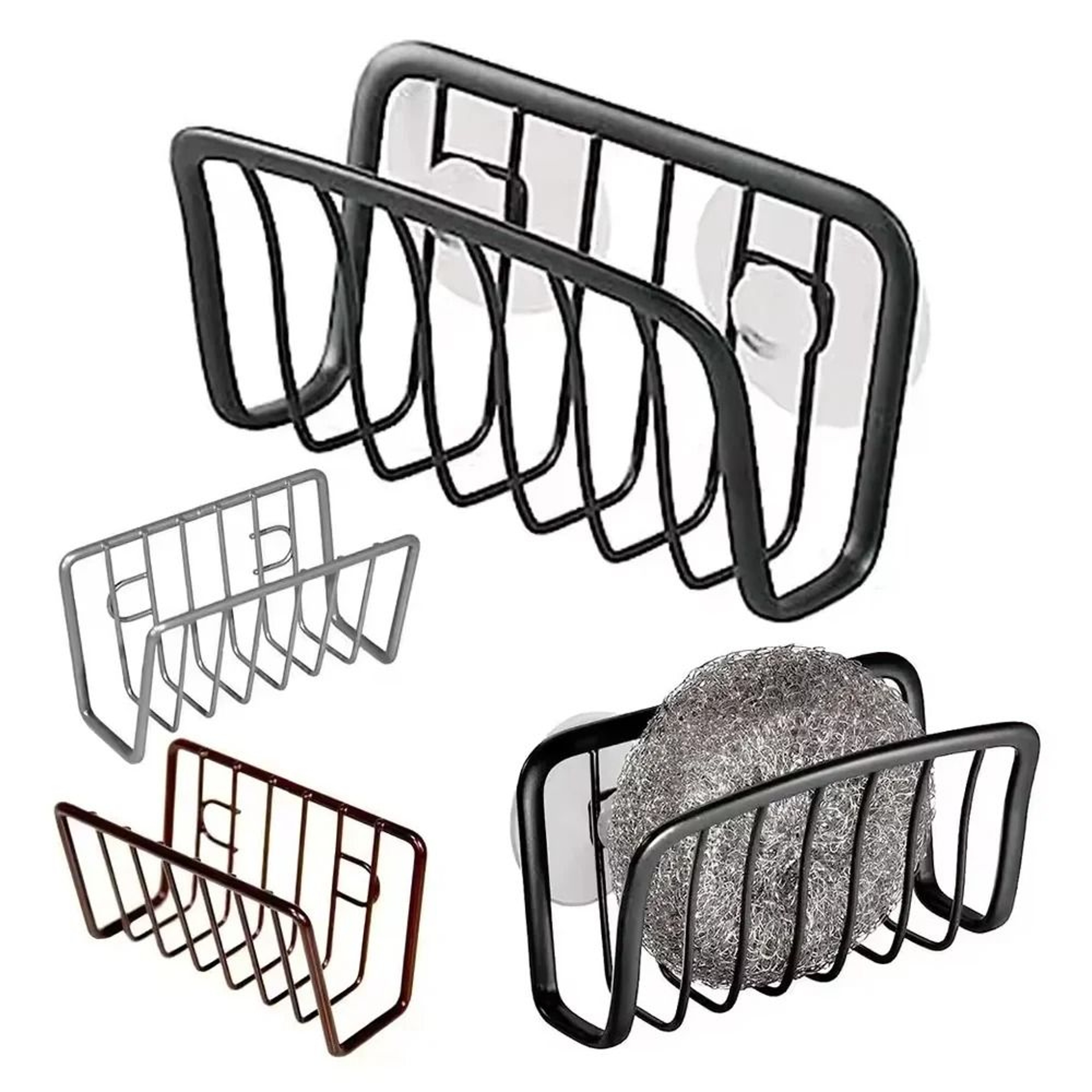 NoDrill Iron Sponge Holder Rack  OverSink WallMounted Kitchen Draining Shelf For Dish Scrubber  Soa 2