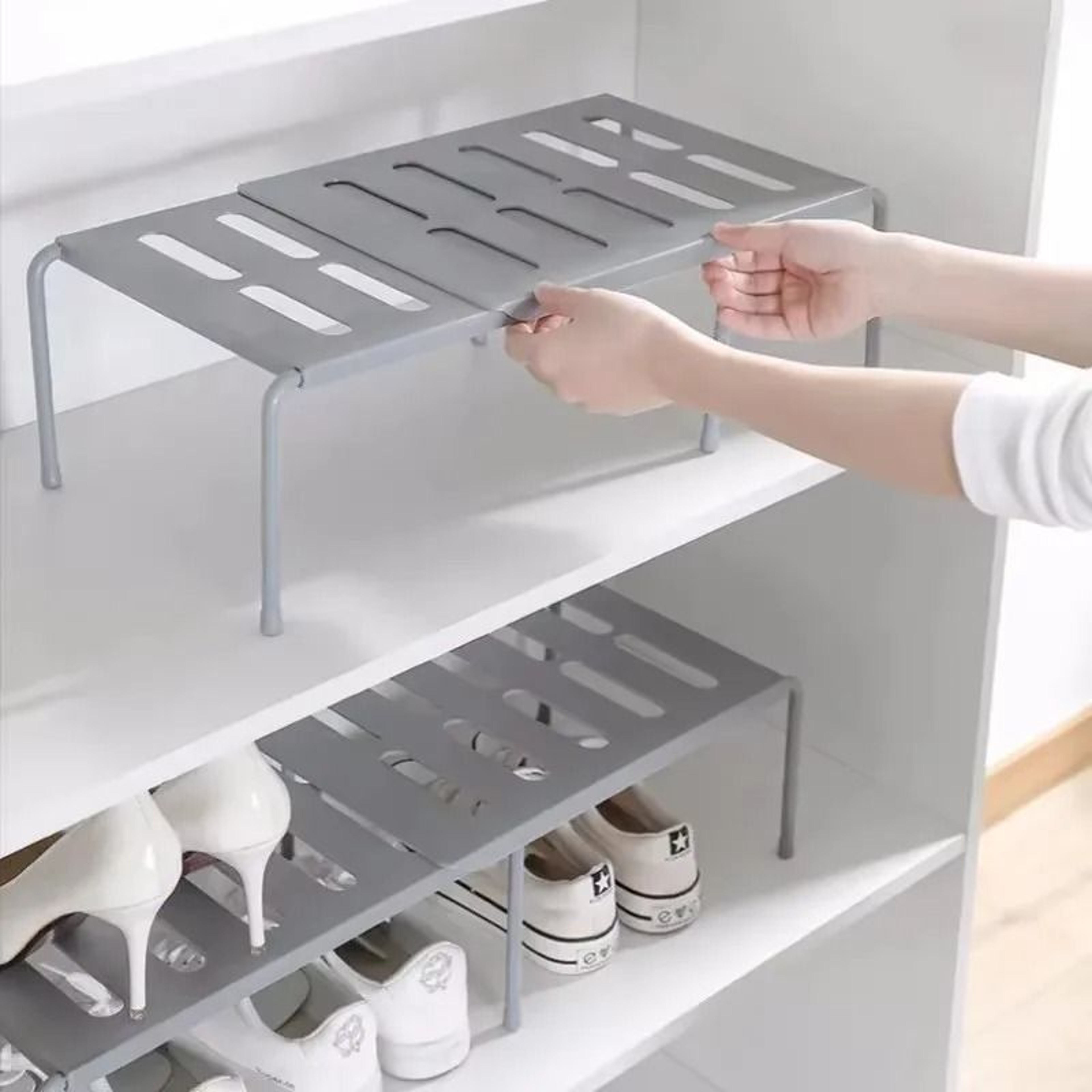 Extensible Under Sink Storage Shelf  Telescopic Kitchen Cabinet  Shoe Organizer 0