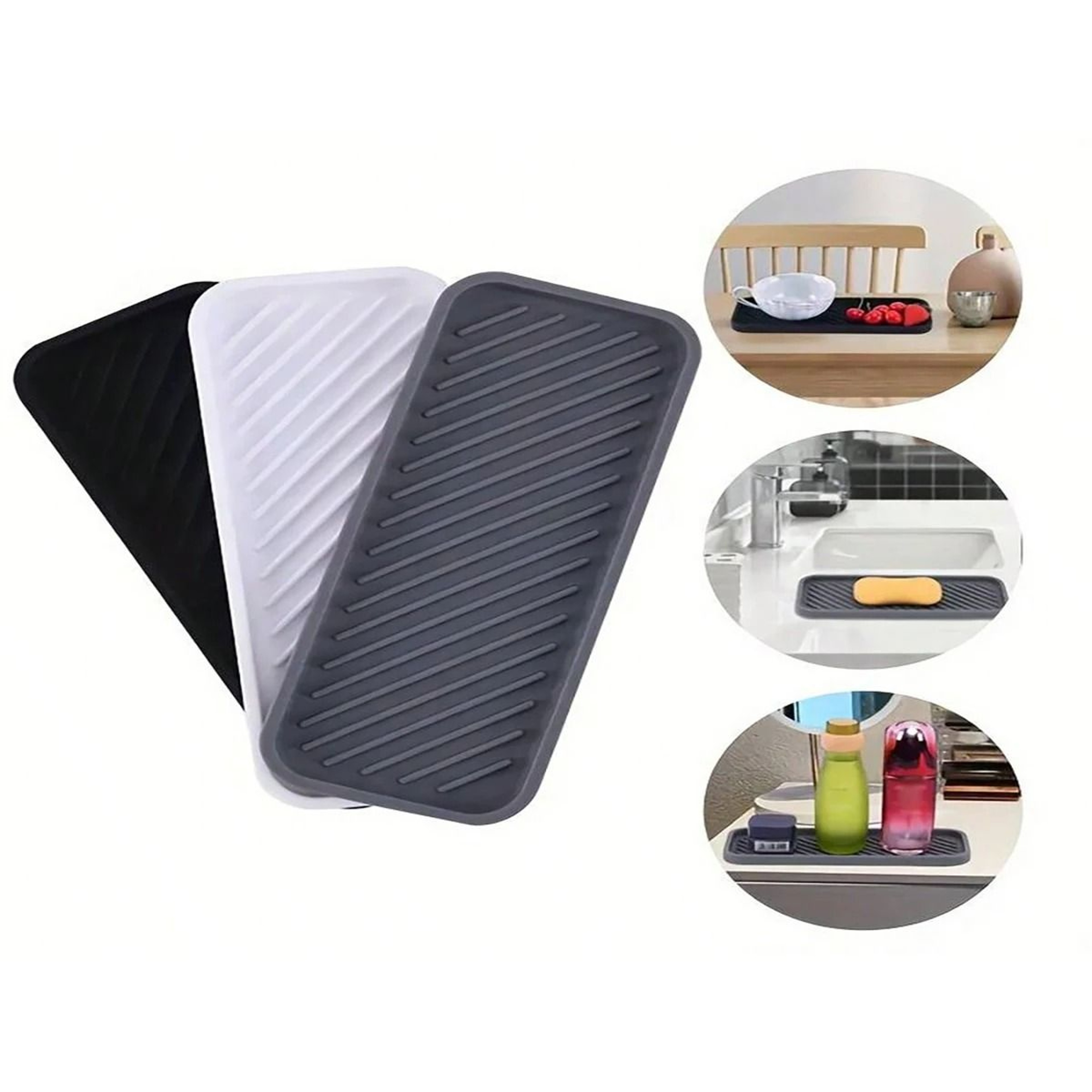 Premium Silicone Sponge Holder  Kitchen Sink Organizer Tray  Bathroom Soap Dispenser Caddy 2