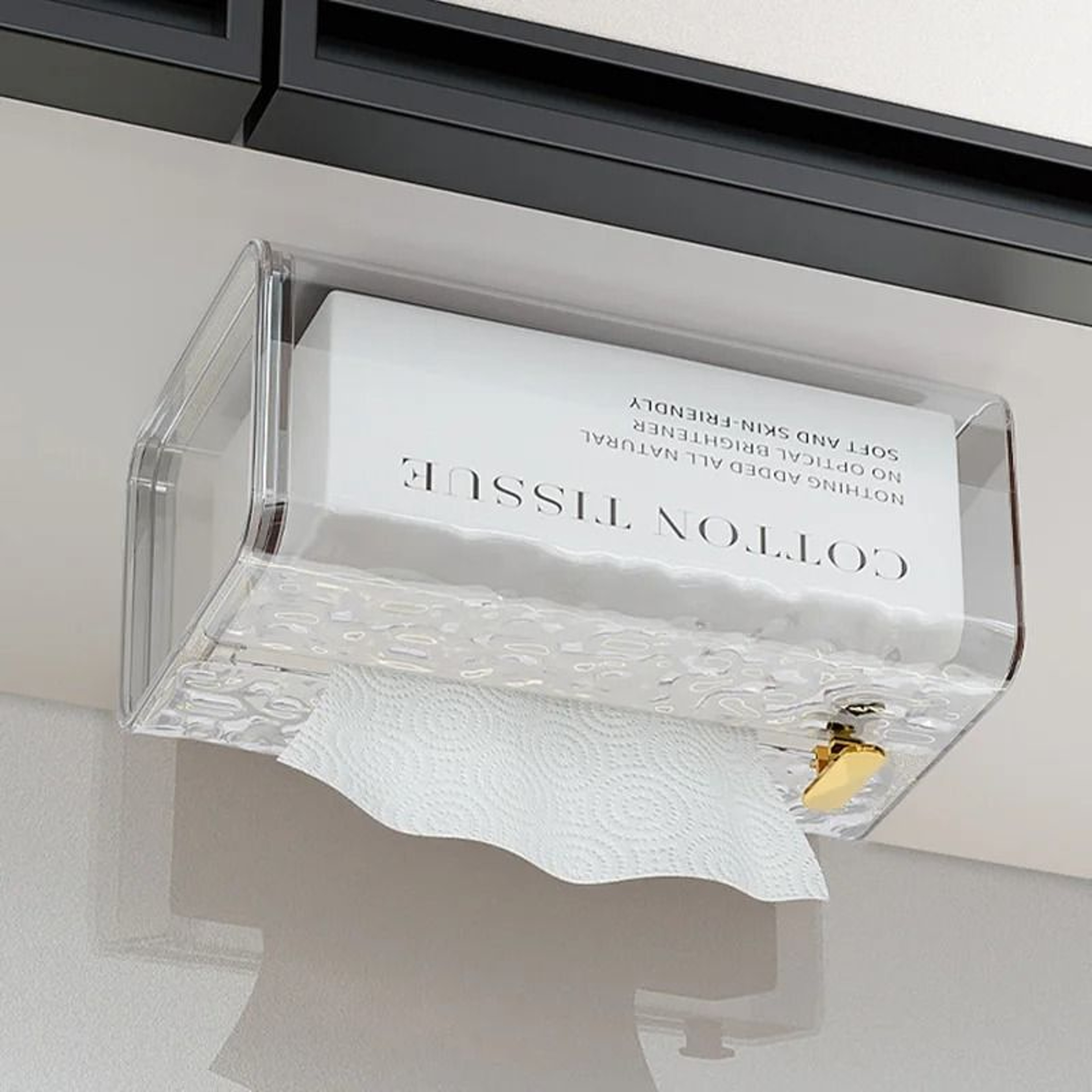 Multipurpose Transparent Tissue Box  Rectangular WallMounted Toilet Paper Case  Desktop Napkin Orga 4