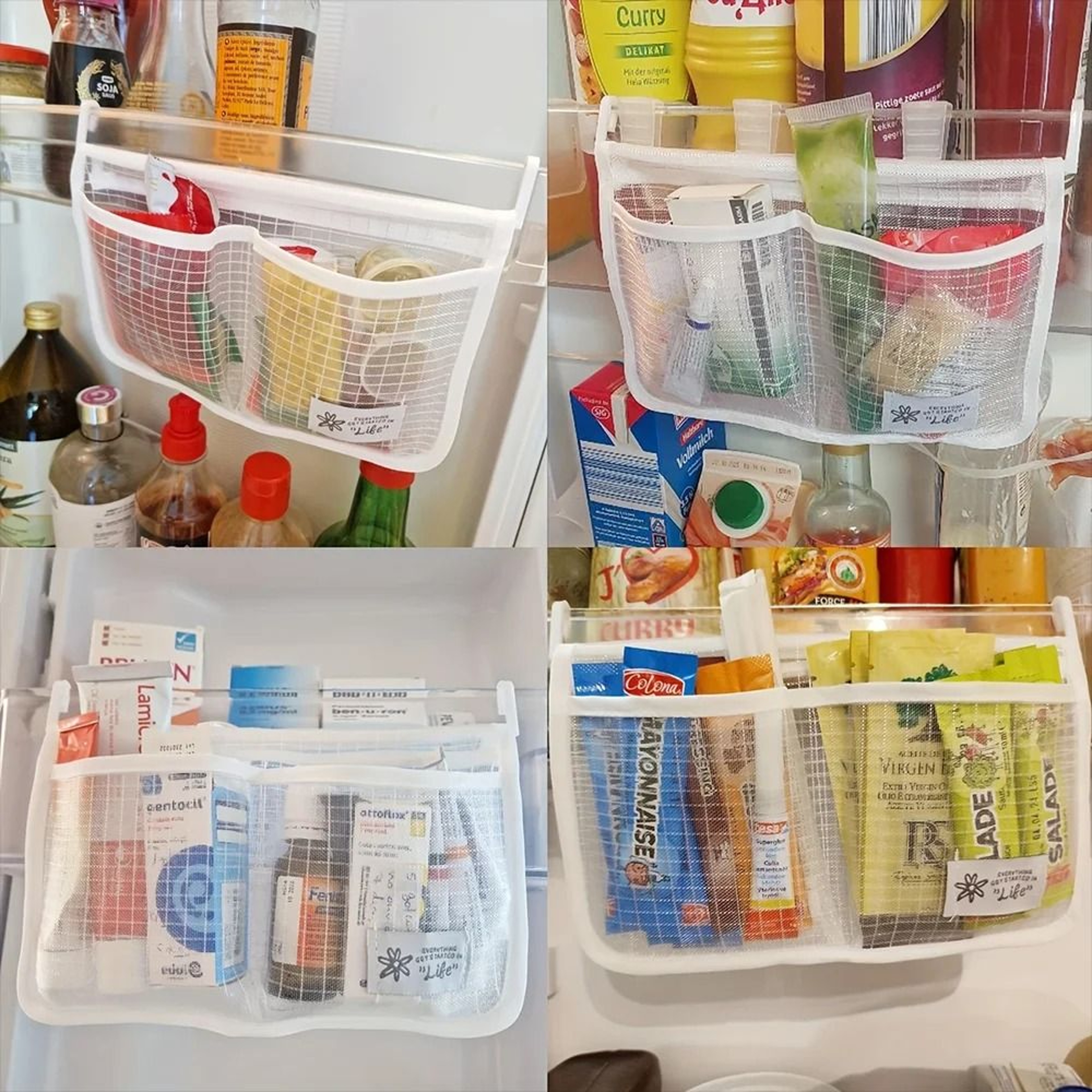 Hanging Refrigerator Storage Mesh Bag  2Compartment Hanging Household Classification Organizer 0