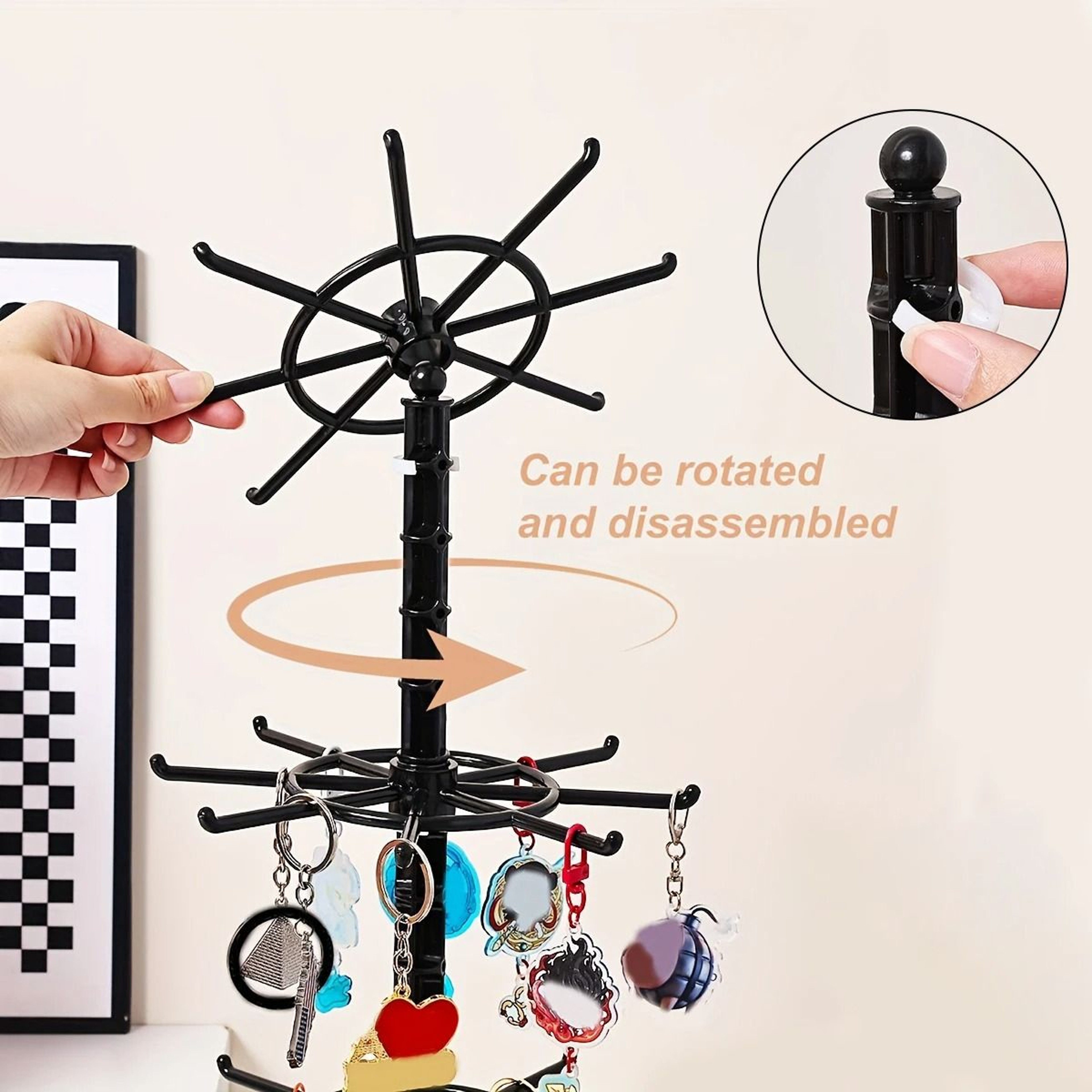Rotatable MultiLayer Adjustable Keychain And Jewelry Storage Rack 3
