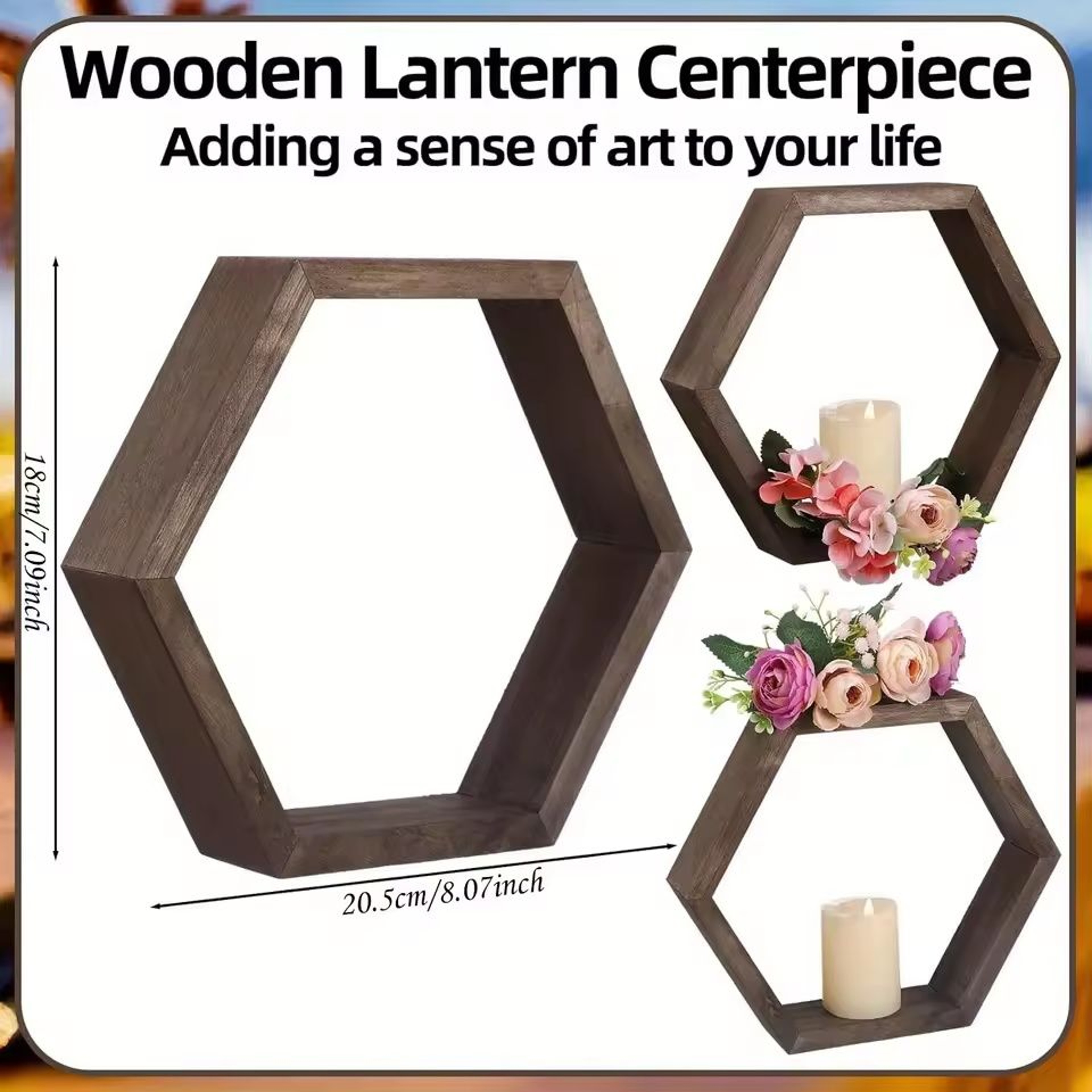 Hexagon Floating Wall Shelf And Geometric Geometric Storage Rack Set 8