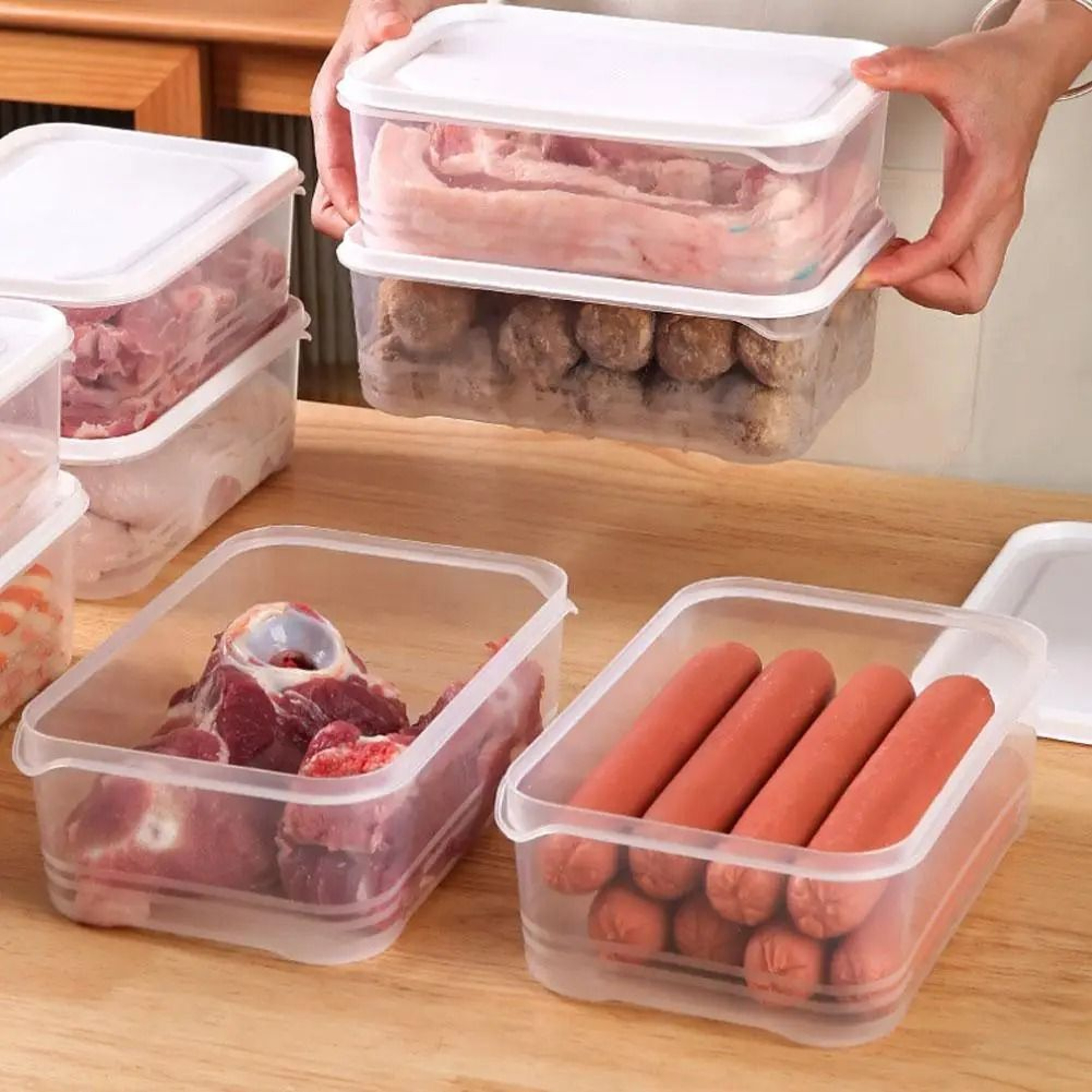Home Refrigerator Dumpling Box  Rectangular Plastic Sealed Storage Container 1