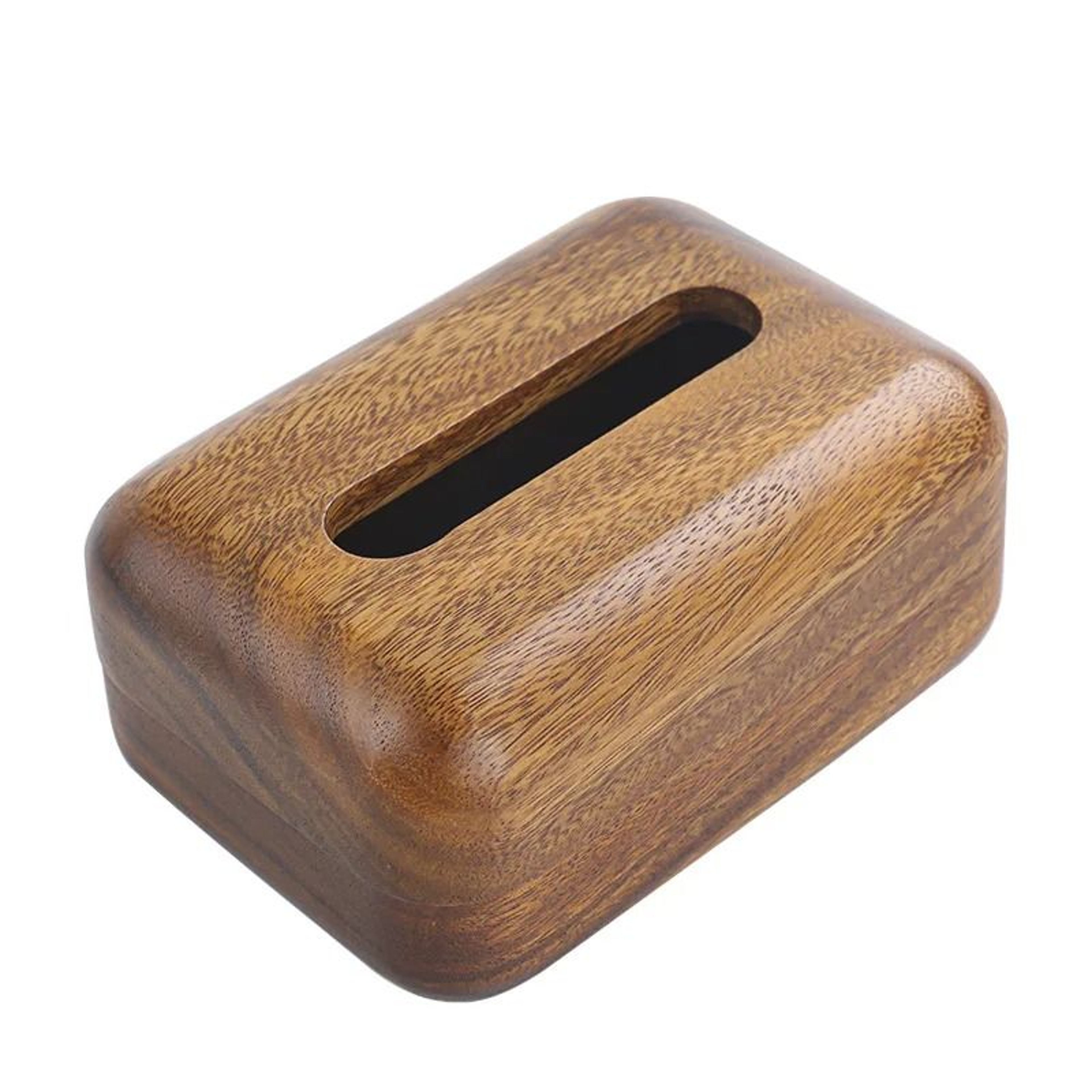 Walnut Wood Tissue Box Cover Holder With Modern Rectangular Removable Lid 7