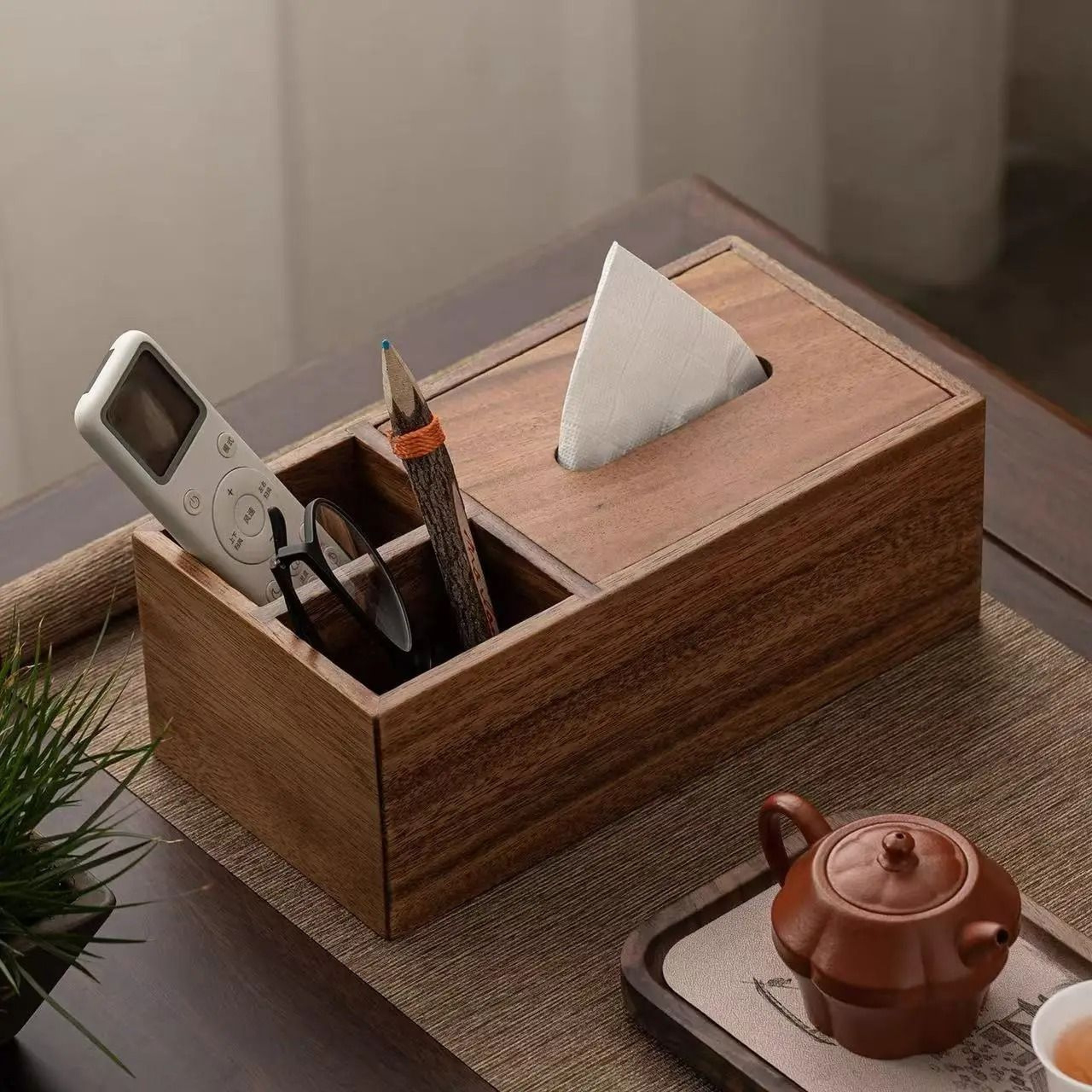 Walnut Wood Tissue Box Cover Holder With Modern Rectangular Removable Lid 8