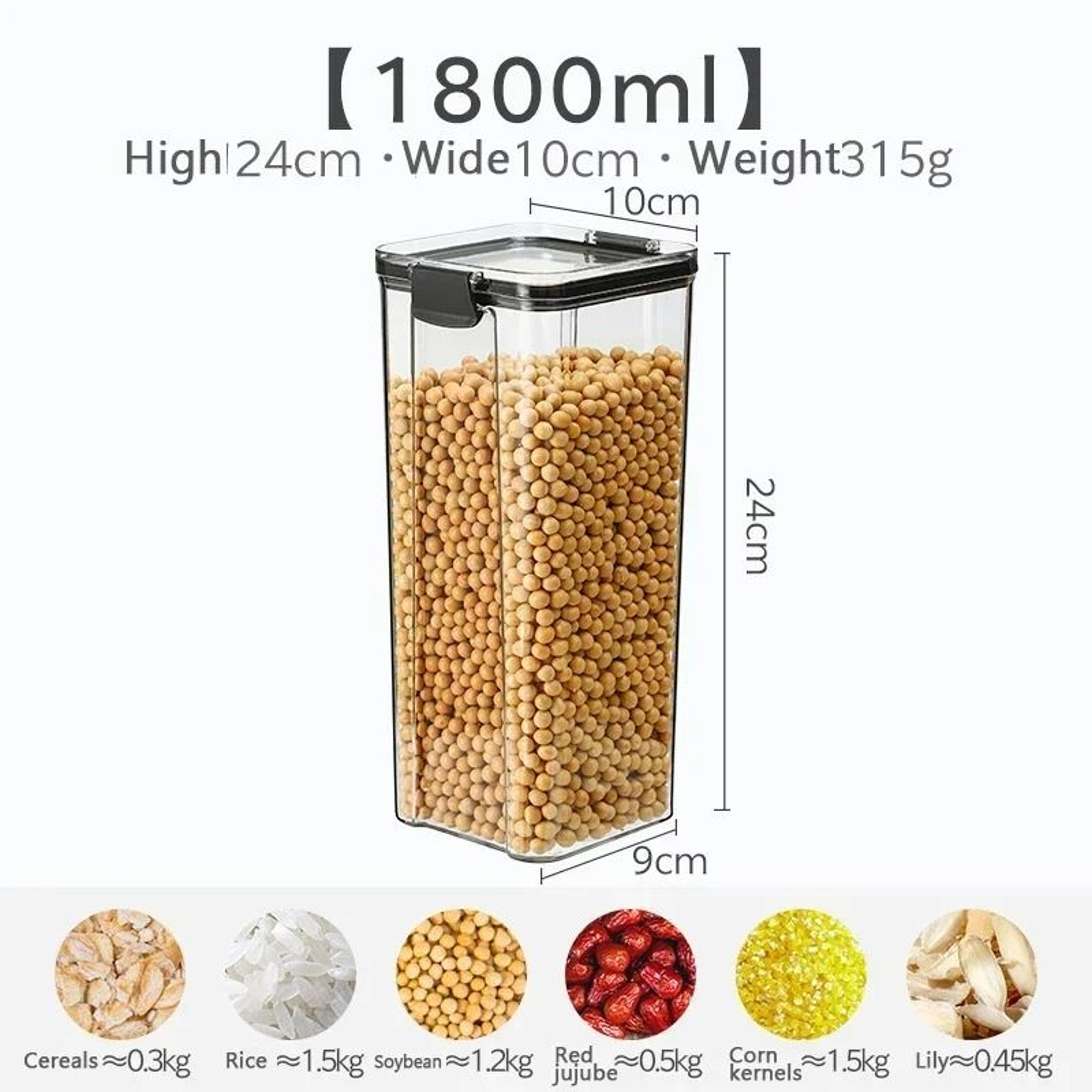 Thick Sealed Storage Tank  Transparent Square Kitchen Grain Container 10