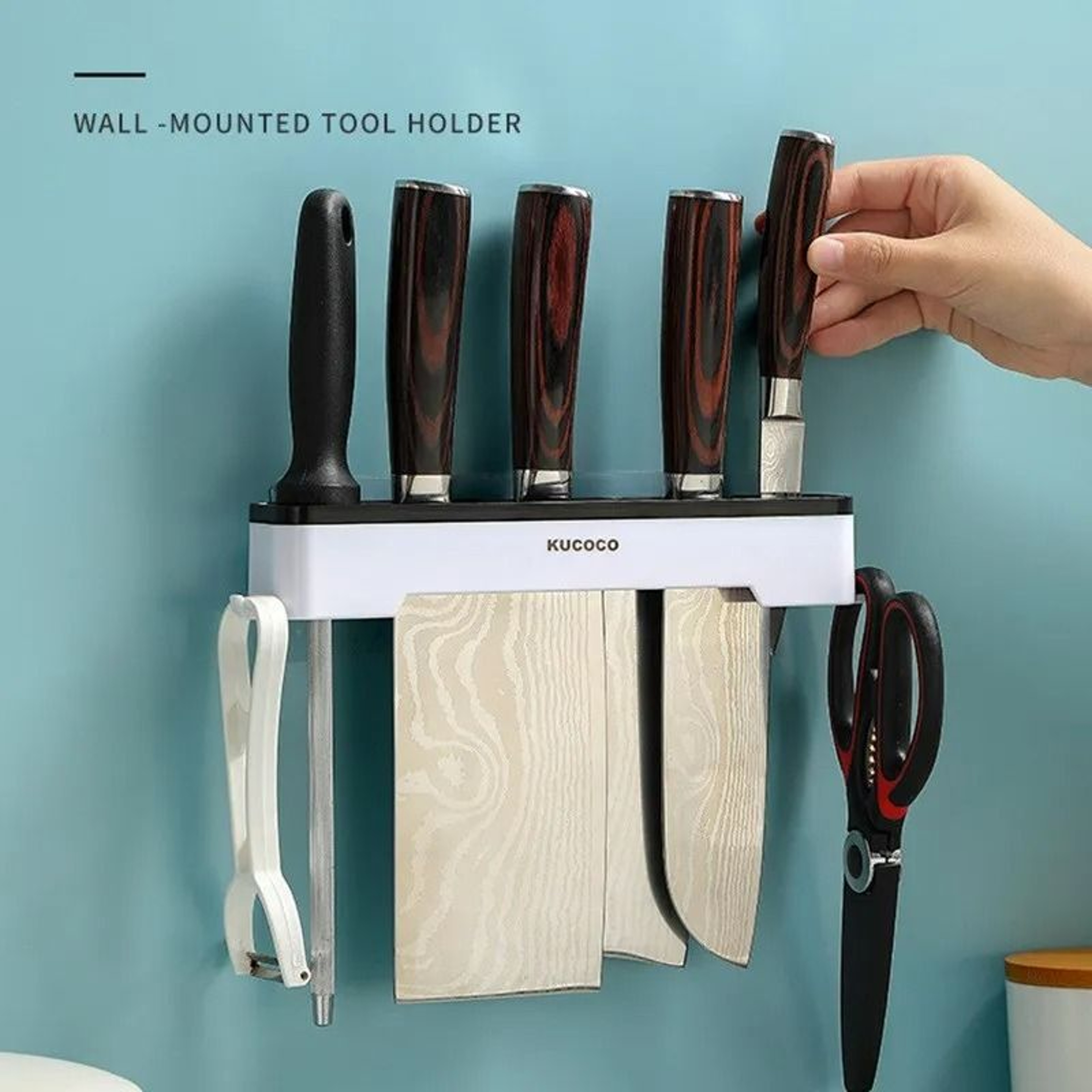WallMounted Multifunctional Kitchen Knife Holder  Cutlery Storage Rack 0