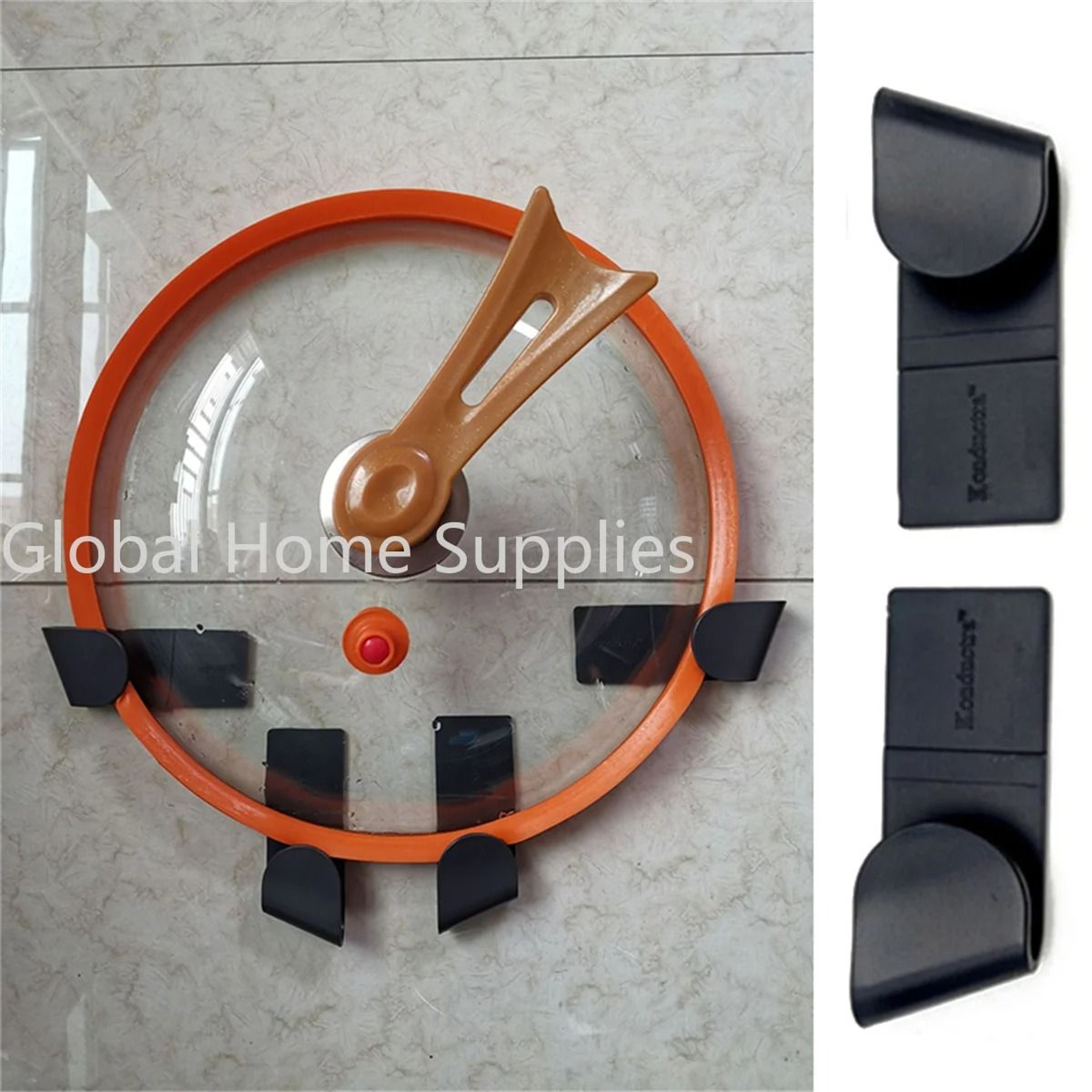 SelfAdhesive WallMounted Pot Rack  Pan Lid Storage Holder Set 1