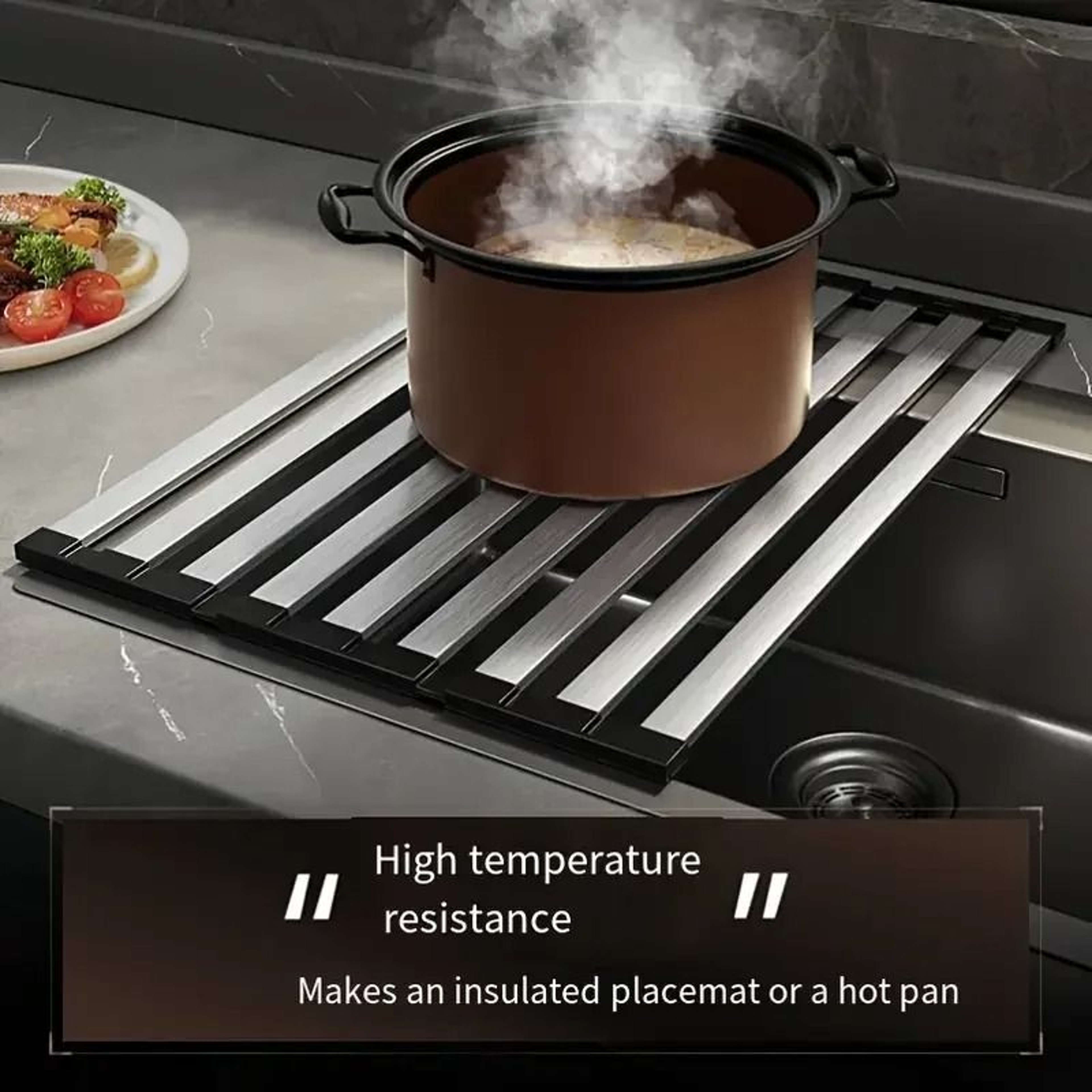 Premium 304 Stainless Steel Telescopic OverSink Dish Drying Rack 4