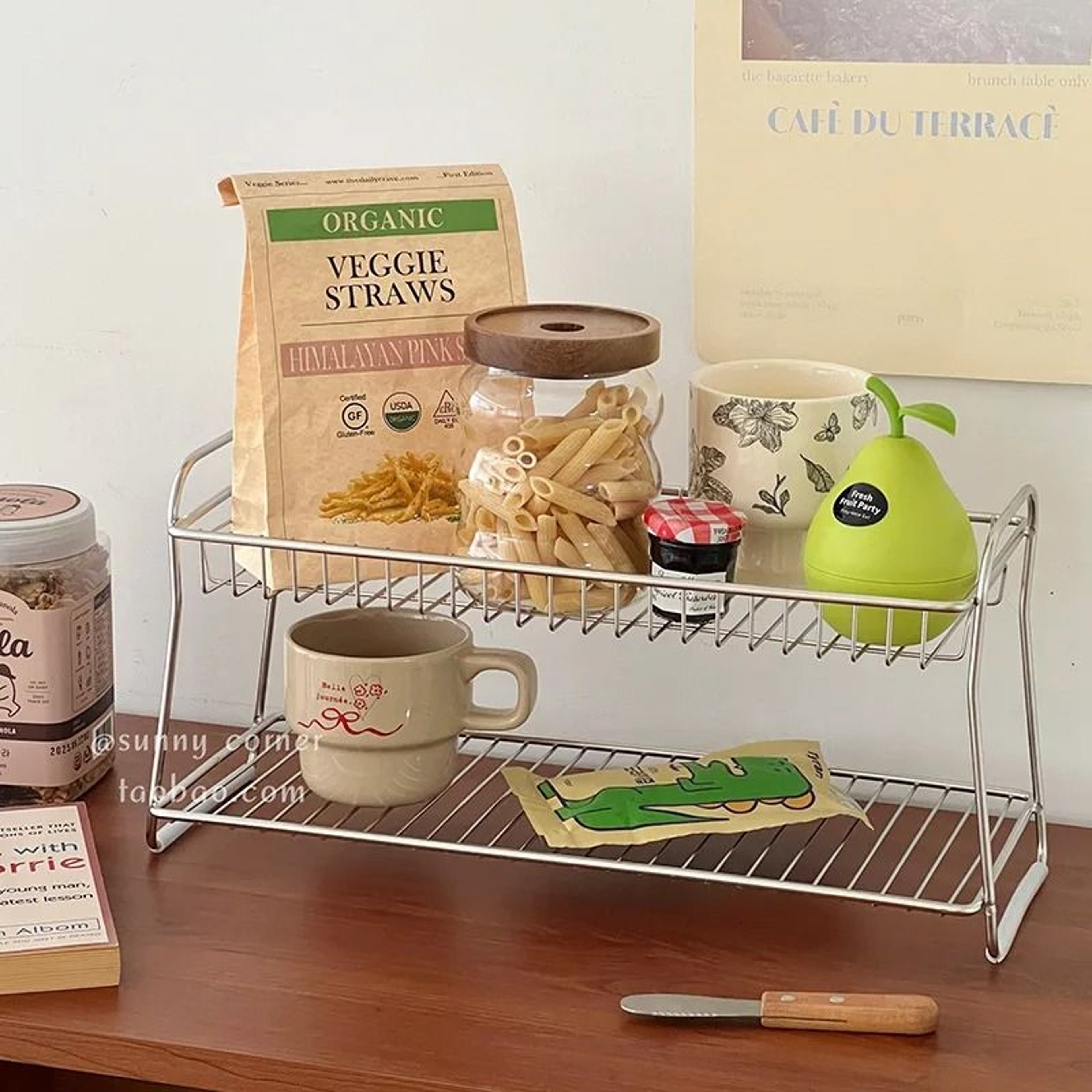 Kitchen Countertop Storage Rack  Stainless Steel Spice Shelf 8
