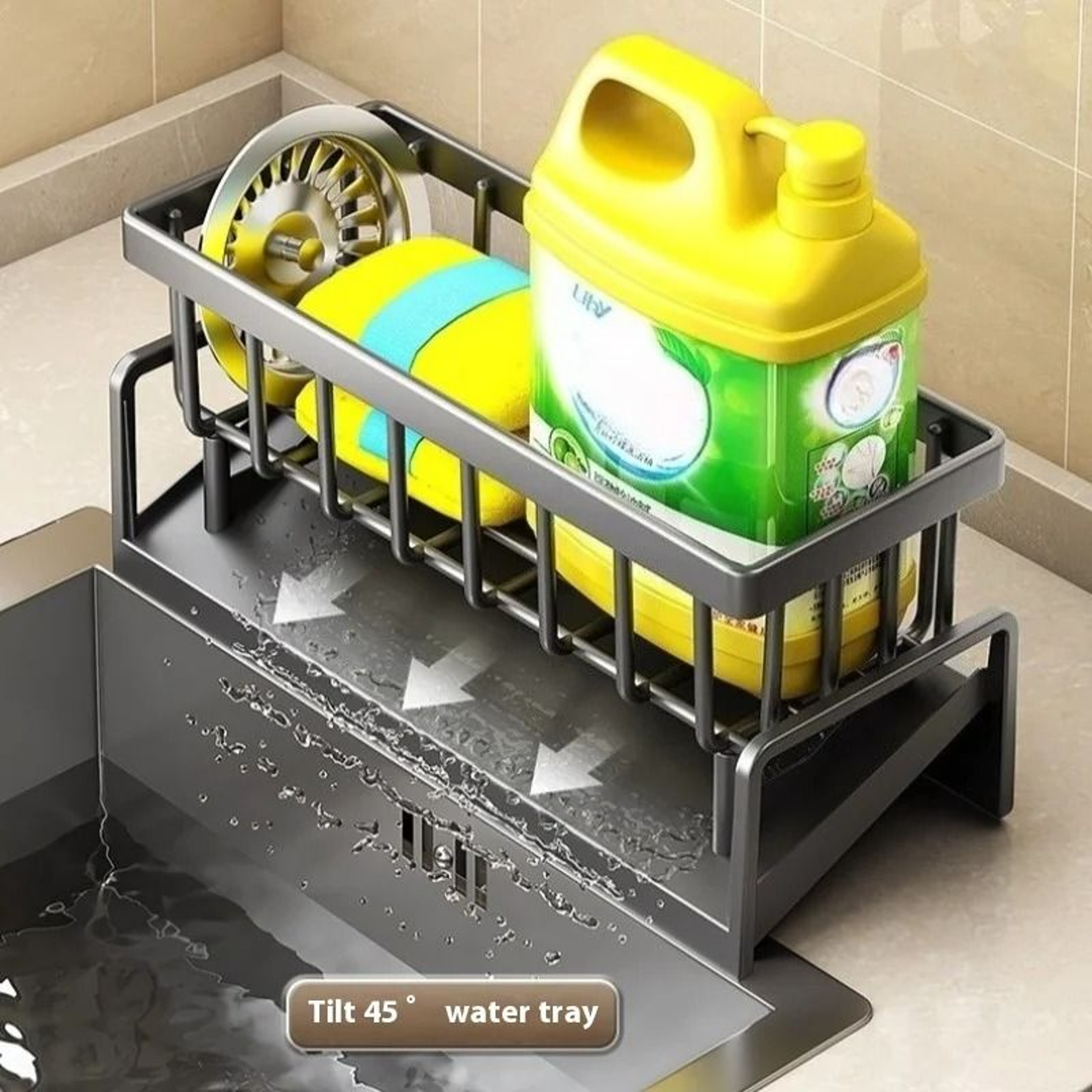 Durable Sponge Drain Rack  Dish Box Kitchen Organizer 5