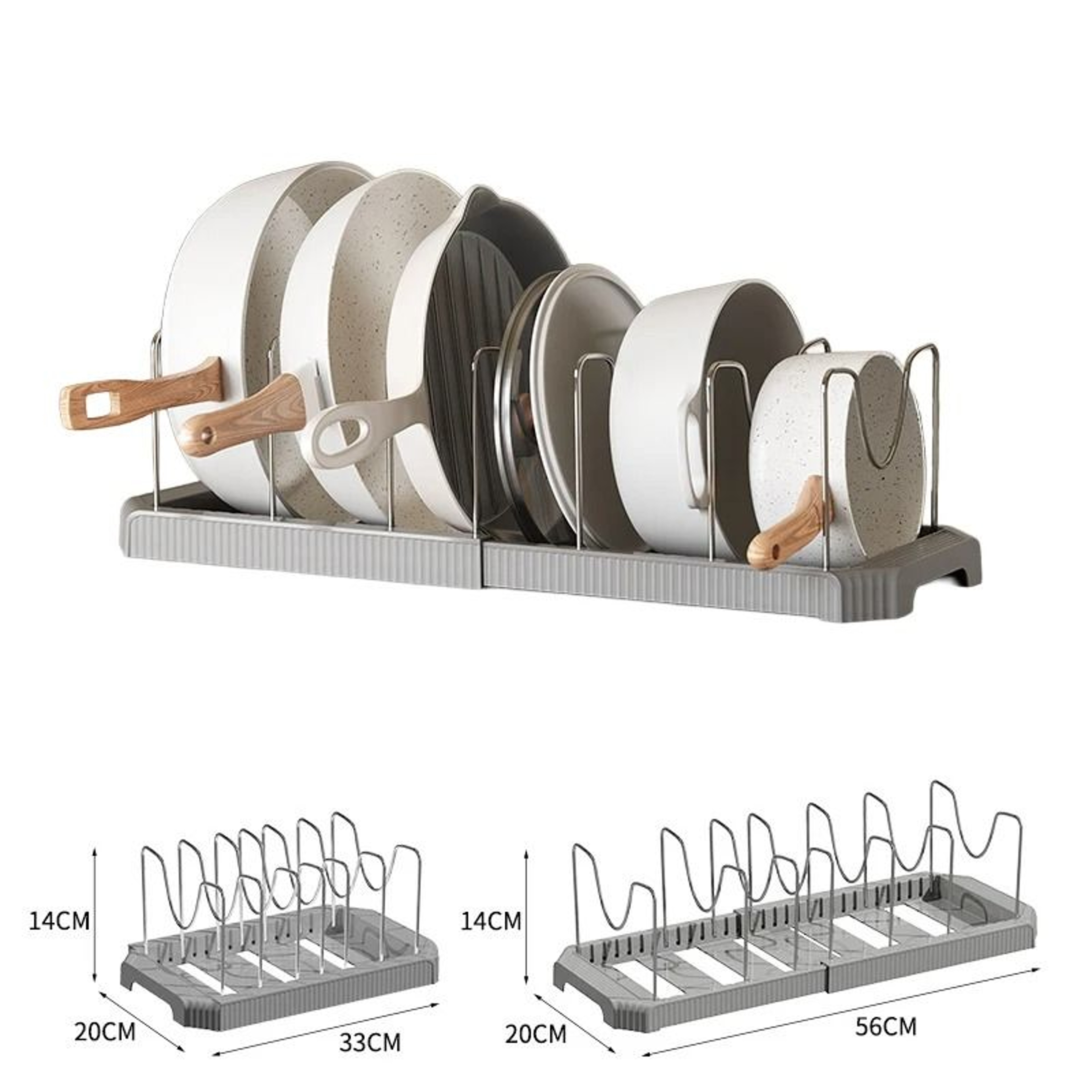 Kitchen Retractable Storage Rack  MultiFunctional Pot Cookware Cabinet Shelf 8