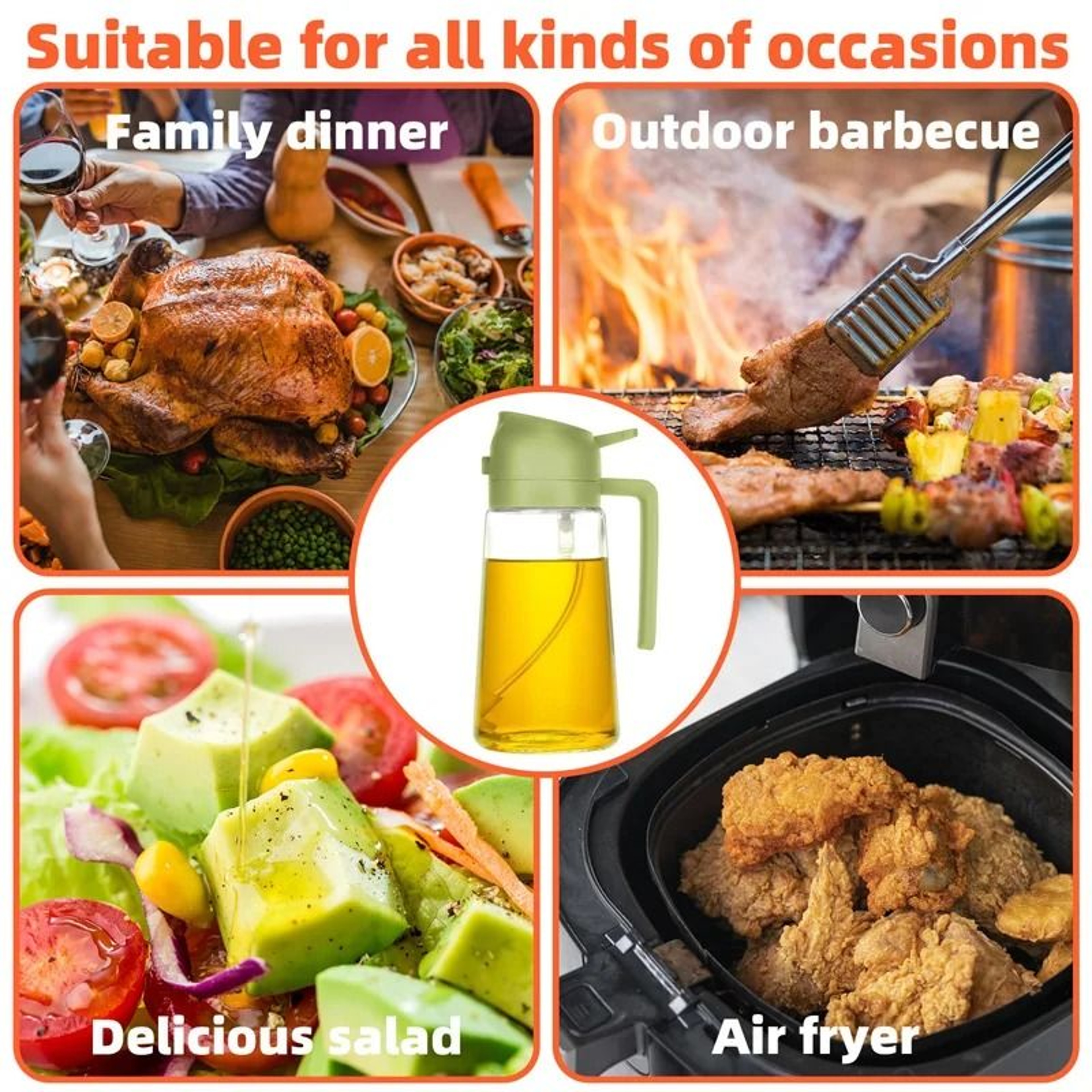 2in1 Dual Function Oil Sprayer  Premium Glass Cooking Oil Dispenser 3