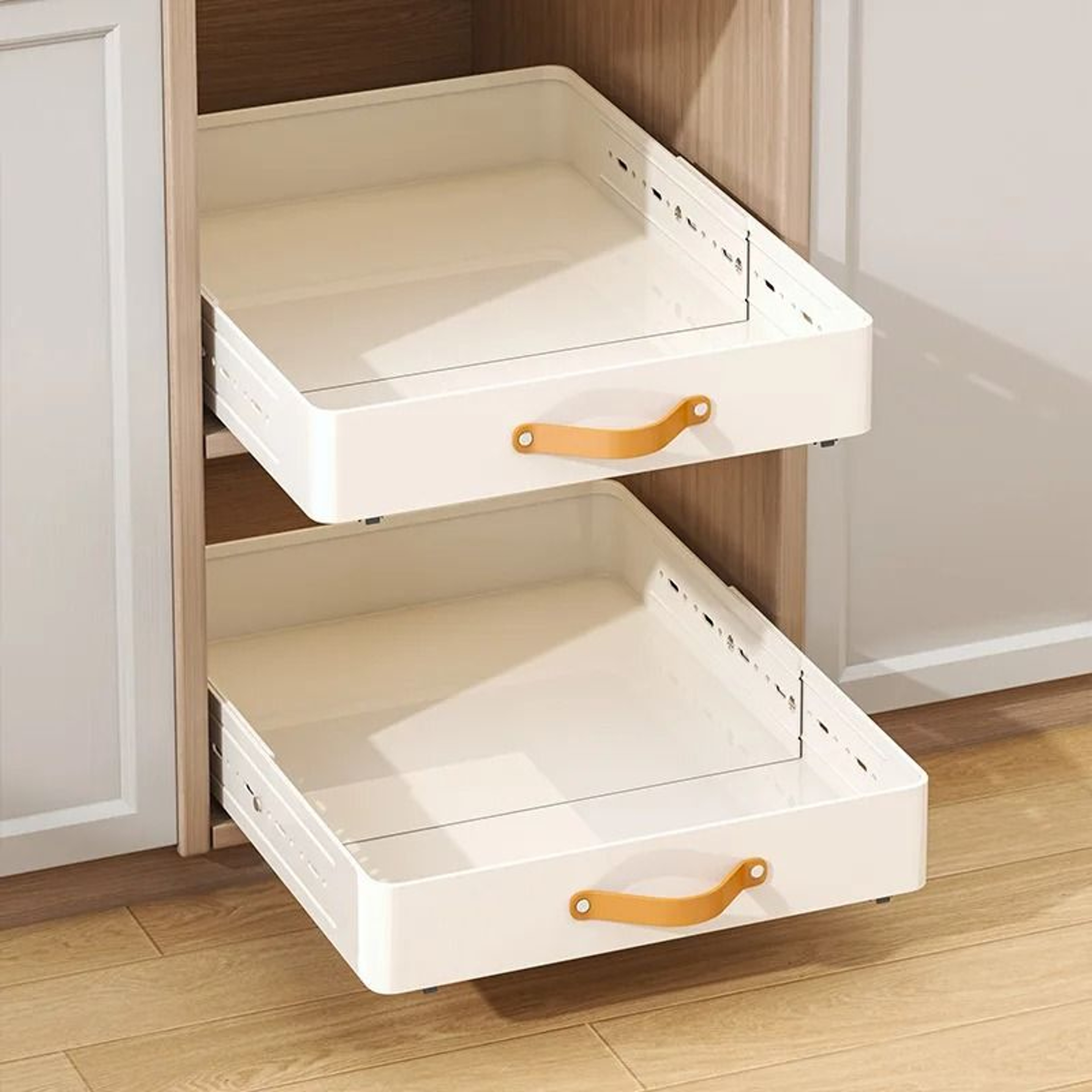 Scalable Kitchen Storage Shelf Organizer With Slide PullOut Drawer Tray 1