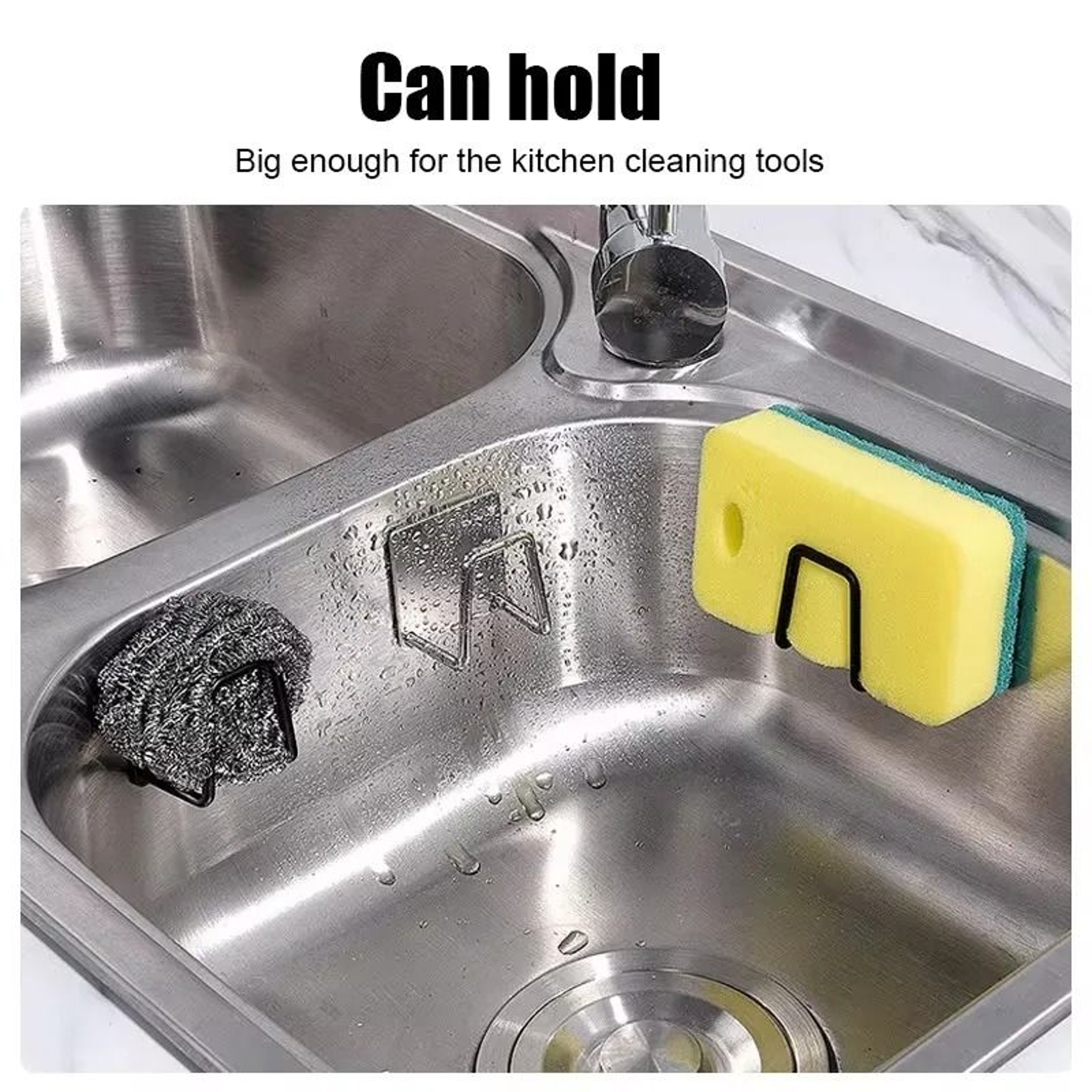 304 Stainless Steel Sink Sponge Holder  WallMounted Kitchen Utility Rack 2