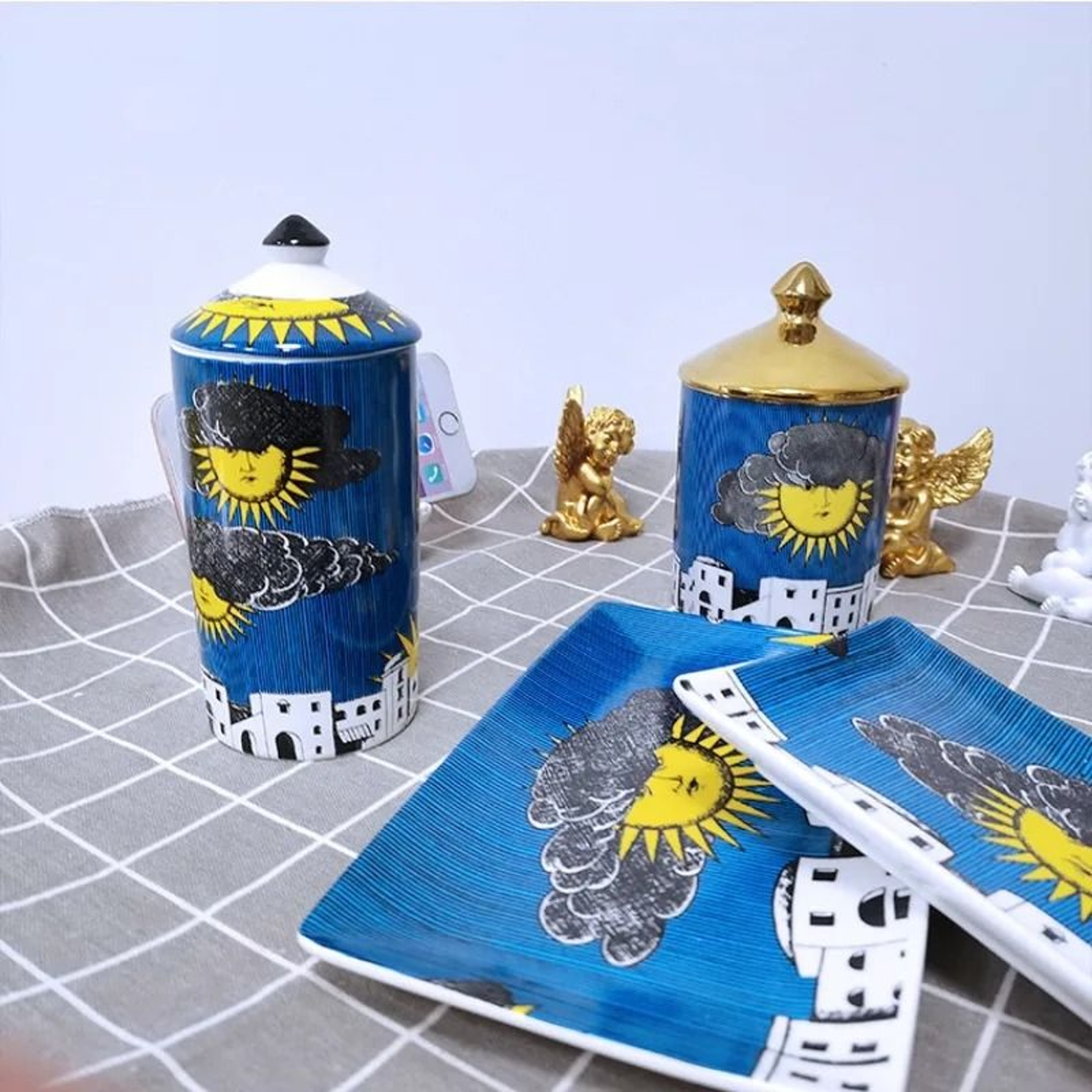 Modern Ceramic Vanity Storage Box  Luxury Scented Candle Canister 4